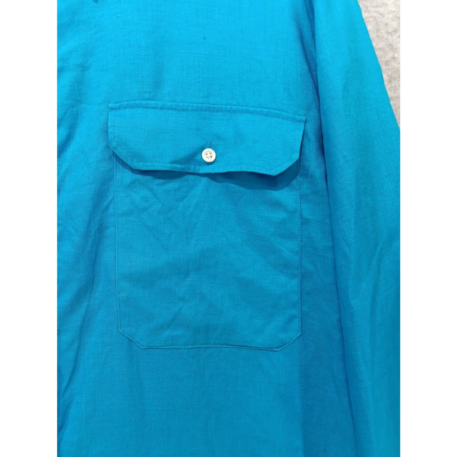 Ralph Lauren Lauren Ralph Lauren Shirt Women's XL Teal 100% Linen Long Sleeve Button Up Size XL / US 12-14 / IT 48-50 - 3 Thumbnail