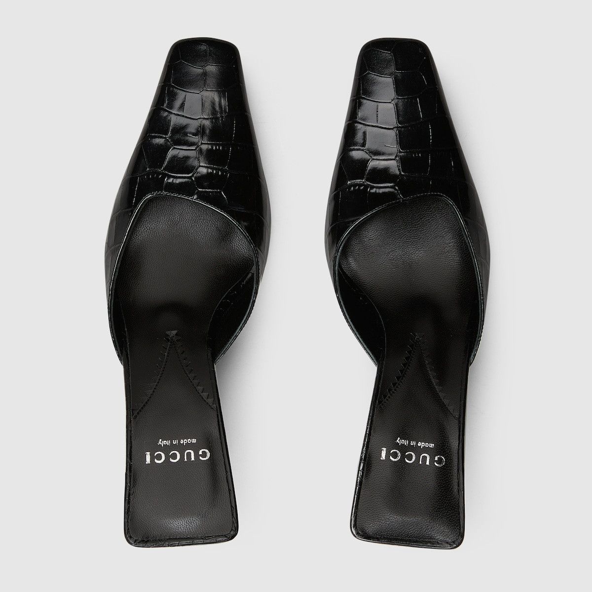 Gucci o1s1wg110225 Women's Crocodile Printed Mule Sandals in Black Size US 7.5 / IT 37.5 - 5 Thumbnail