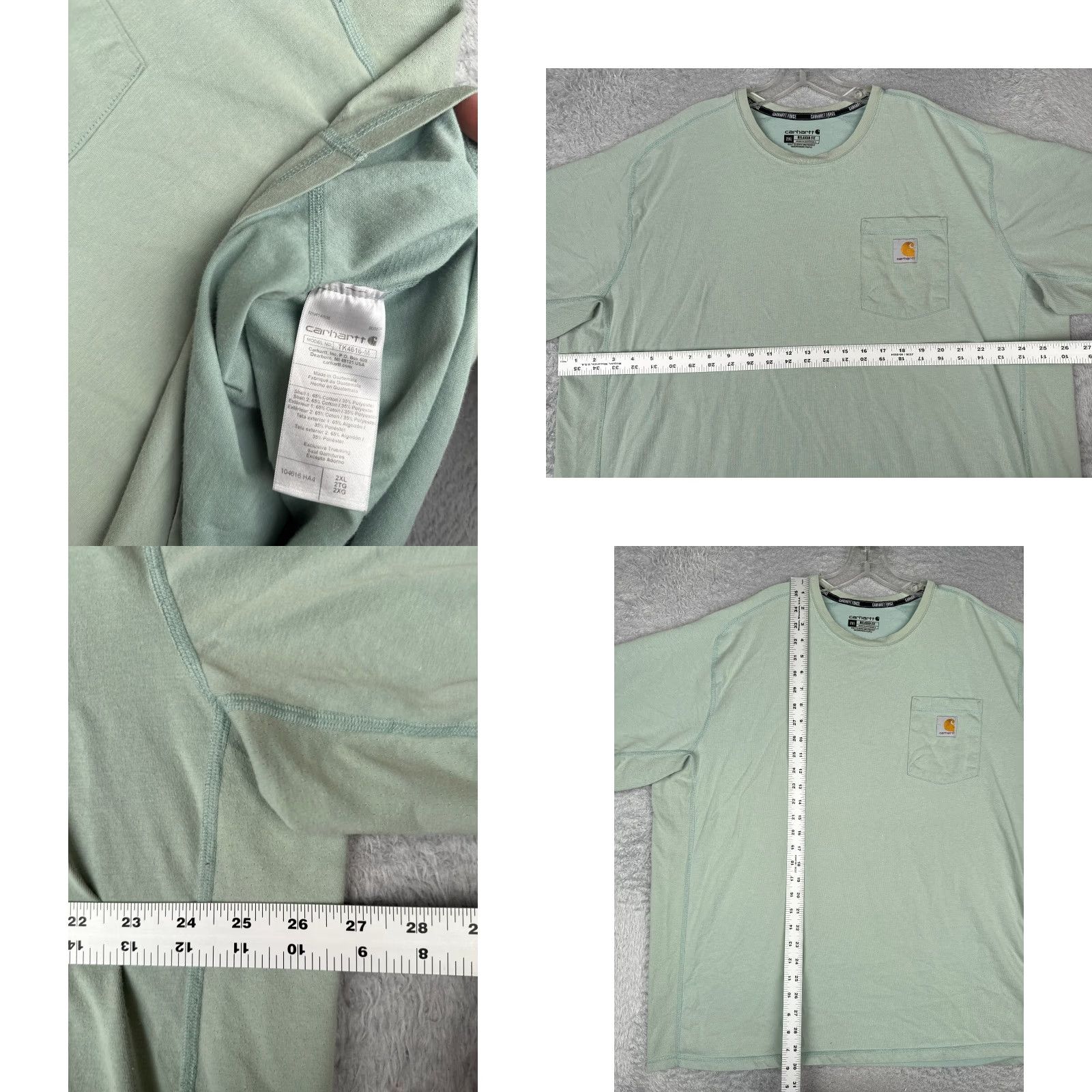 Carhartt Carhartt Shirt Men 2XL Green Crew Pocket Polyester Blend Workwear Read Size US XXL / EU 58 / 5 - 8 Thumbnail