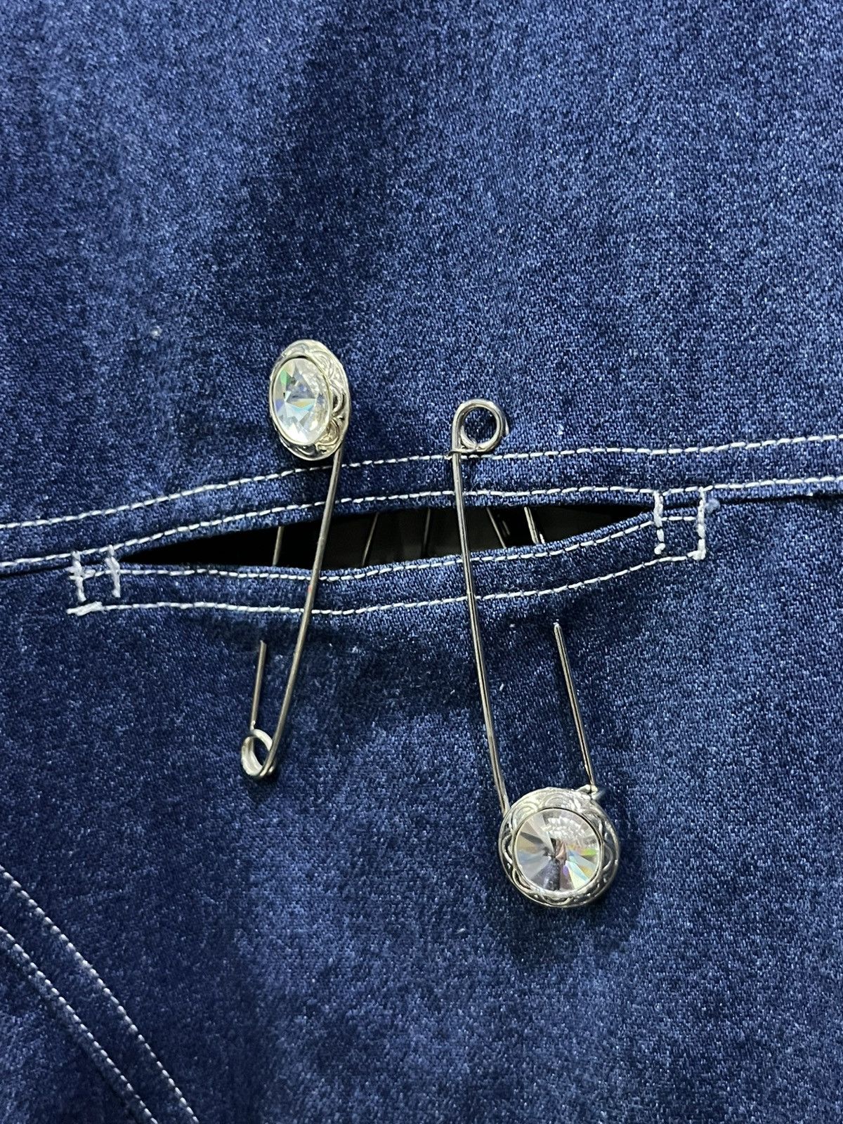 Italia Independent 🔥Ivano Boni Safety Pin Denim Jacket Avant Italy Size S / US 4 / IT 40 - 12 Thumbnail