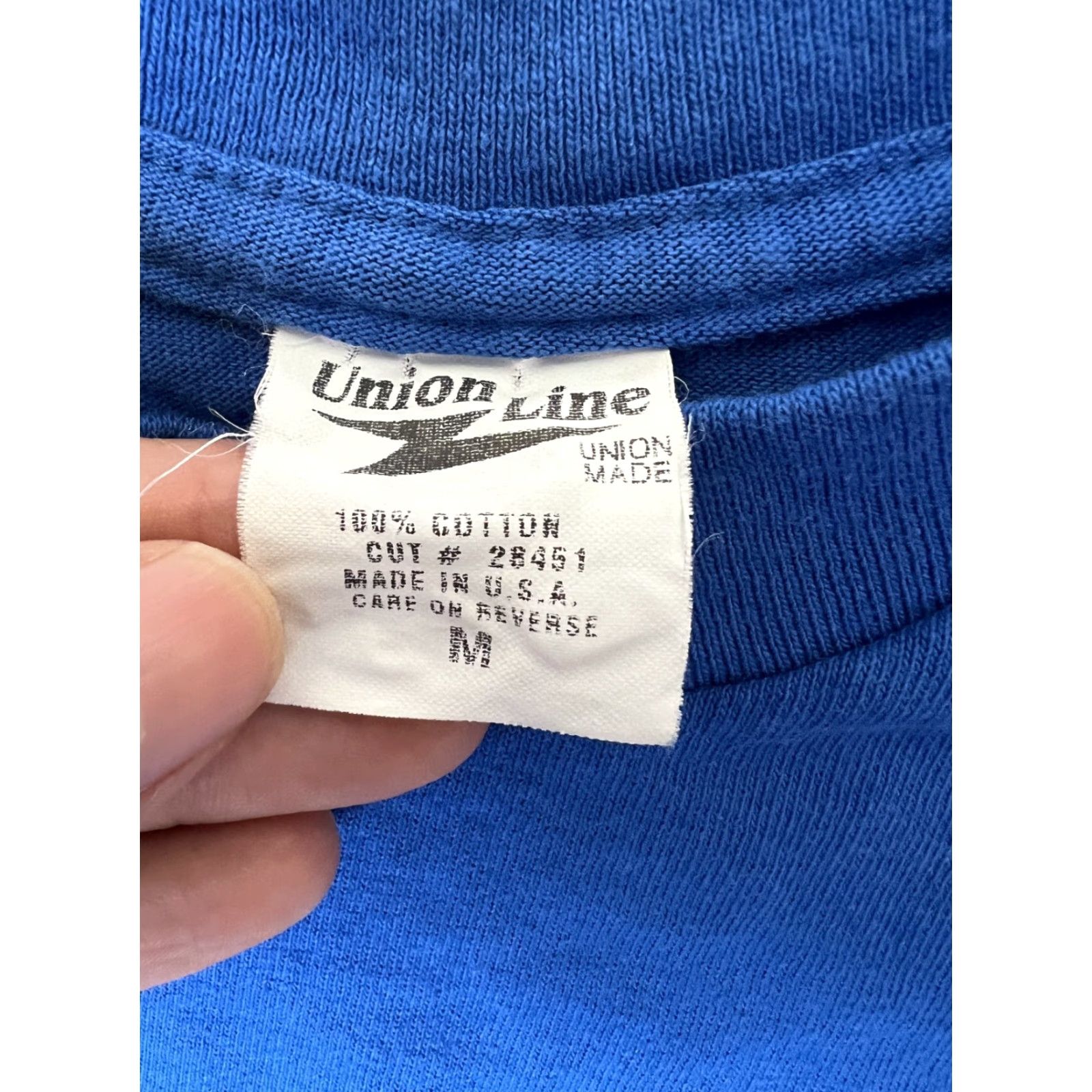 Vintage VINTAGE Union Line T-Shirt Men Blue Cotton Short Sleeve Crew Neck Dog School River Dogs California CSEA Y2K 1990s Size Medium Size US L / EU 52-54 / 3 - 3 Thumbnail