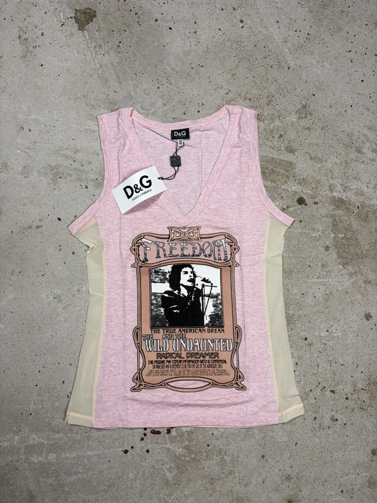 Dolce & Gabbana Vintage 2000s Dolce & Gabbana Freedom Tank Top T Shirt Mesh Size L / US 10 / IT 46 - 1 Thumbnail
