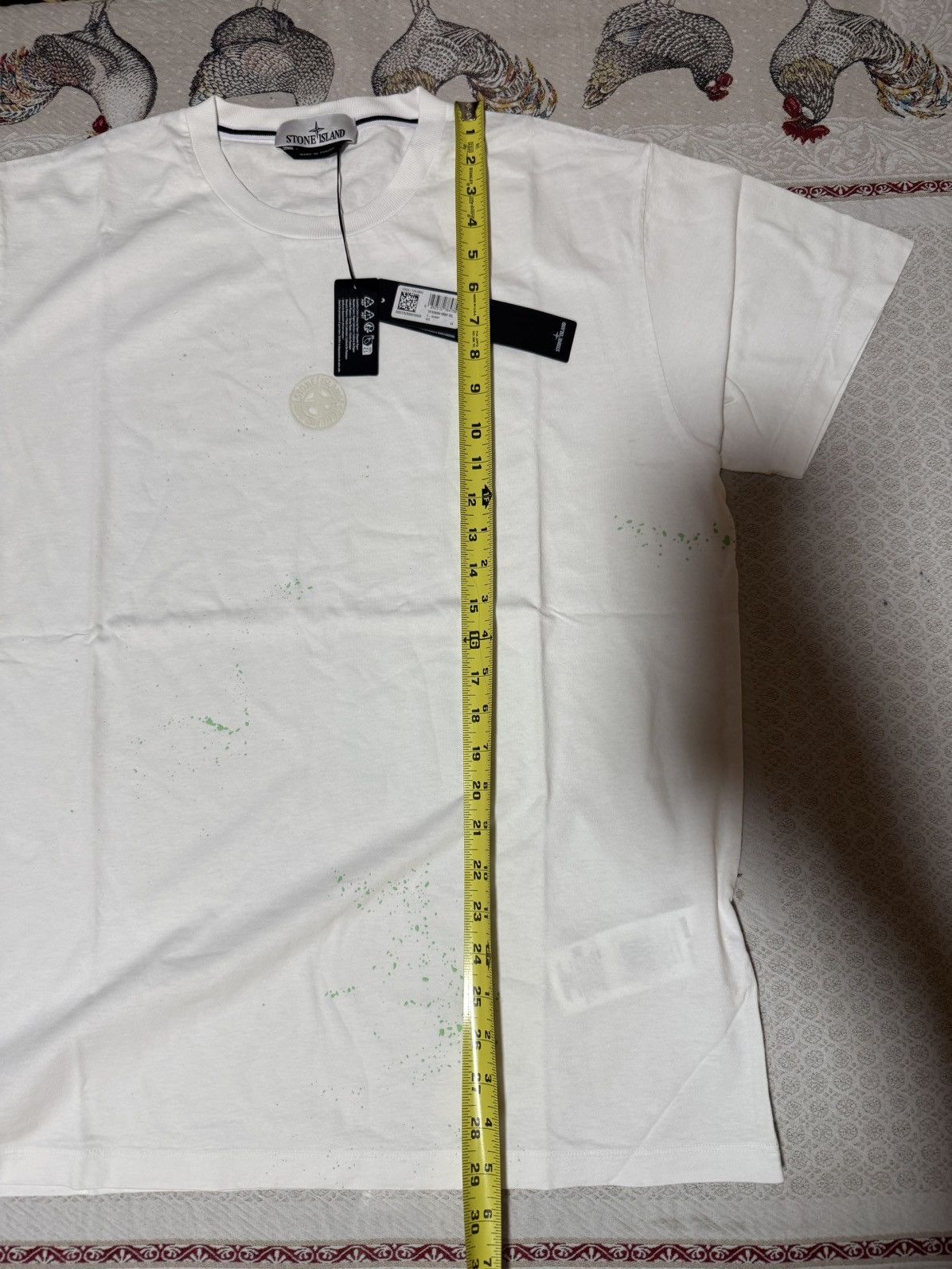 Stone Island Stone Island Paint Splatter Embroidered Chest Logo White Tee Size US XXL / EU 58 / 5 - 9 Thumbnail