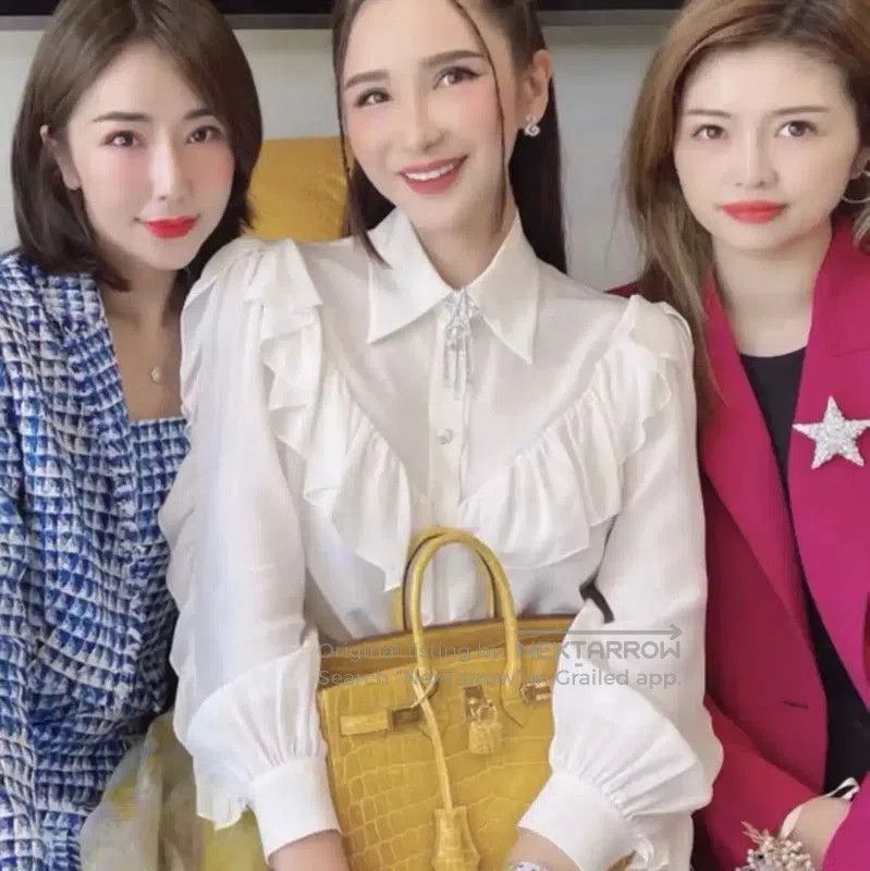 Miu Miu Miu Miu White Silk Ruffled Shirt . Size L / US 10 / IT 46 - 2 Thumbnail