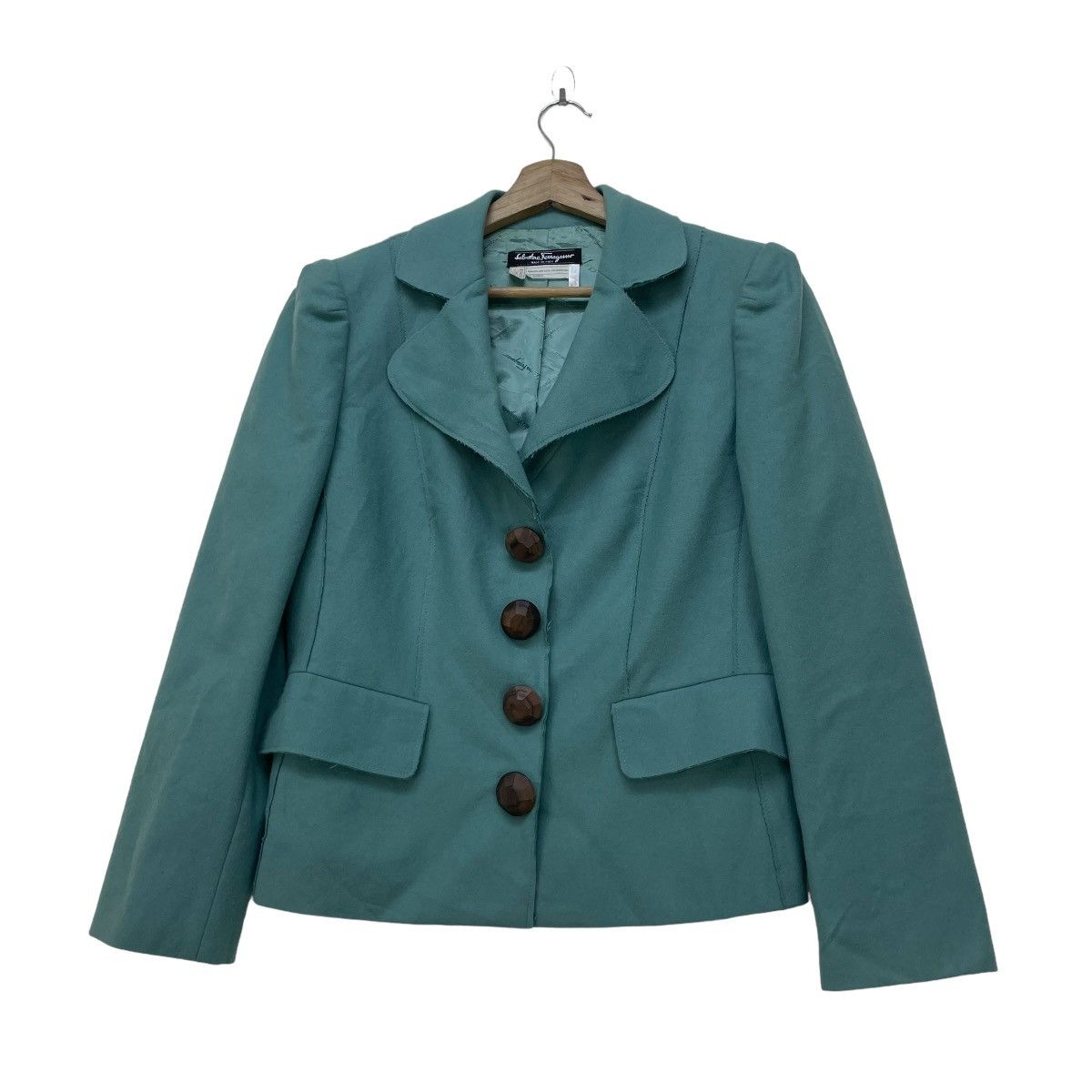 Salvatore Ferragamo Luxury Brand Salvatore Ferragamo Wood Button Jacket Size S / US 4 / IT 40 - 1 Thumbnail