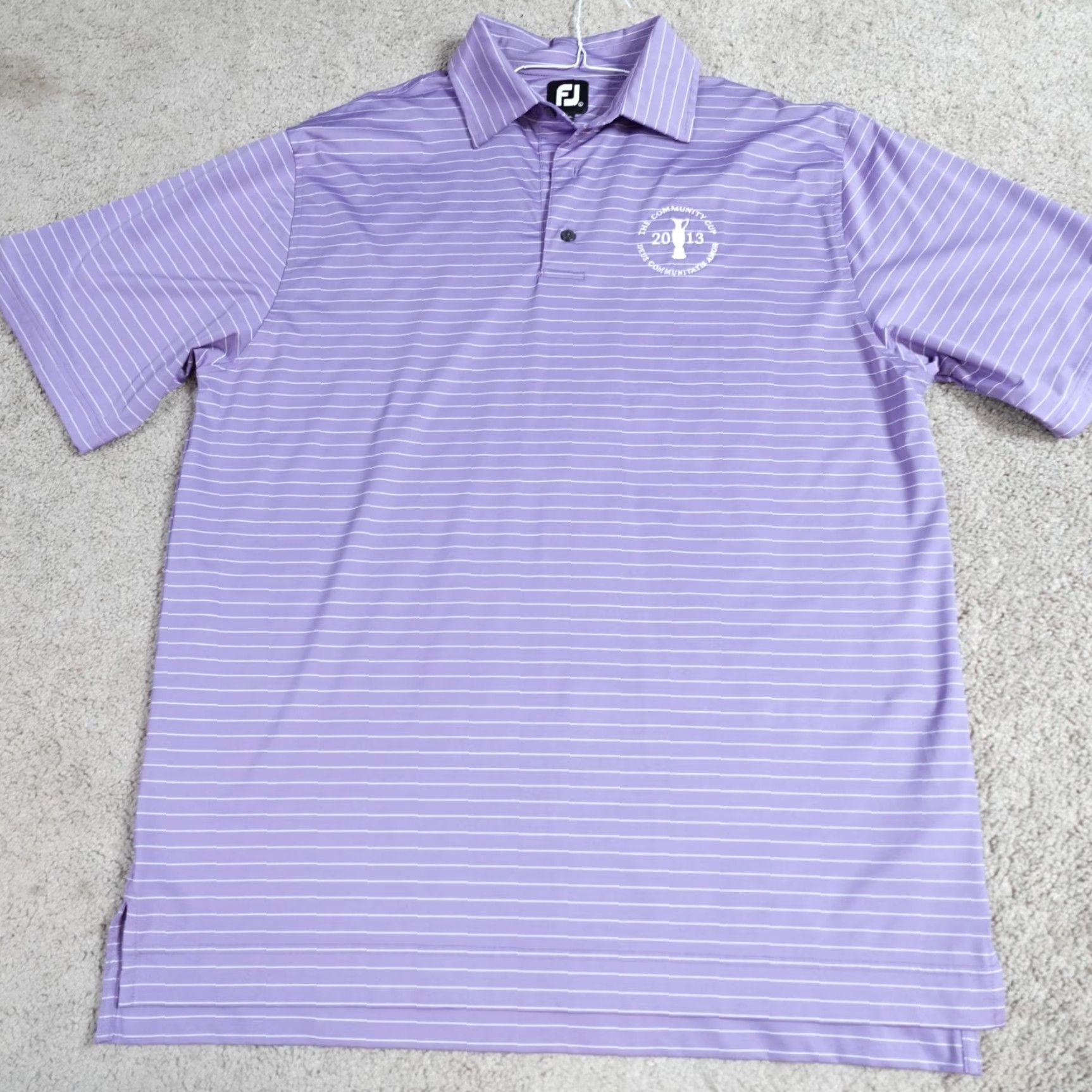 Footjoy FootJoy Polo Shirt L Purple Striped Embroidered Golf Performance Community Cup Crewneck Collar Short Sleeve Mens Size L Size US L / EU 52-54 / 3 - 2 Thumbnail