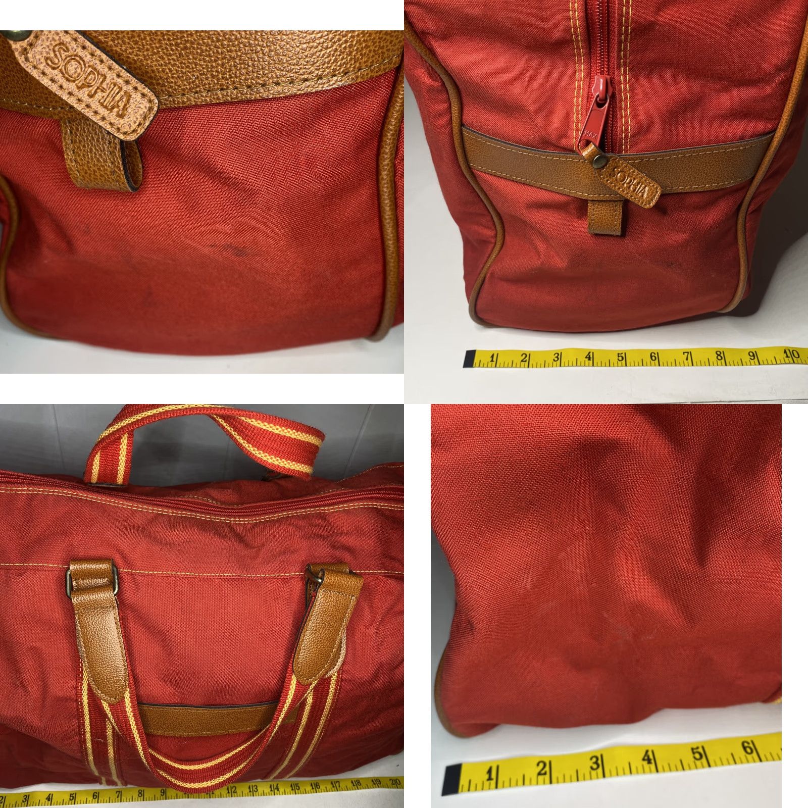 Vintage VINTAGE Sophia Canvas Tote Bag Red 90s Unisex Adults Leather Straps Size ONE SIZE - 8 Thumbnail