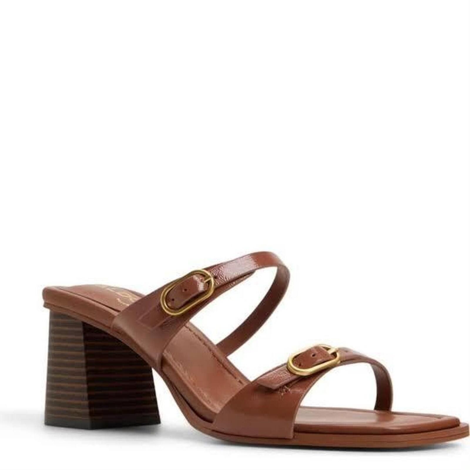 Zara Zara brown leather sandals with gold buckle detail Size US 9 / IT 39 - 2 Thumbnail