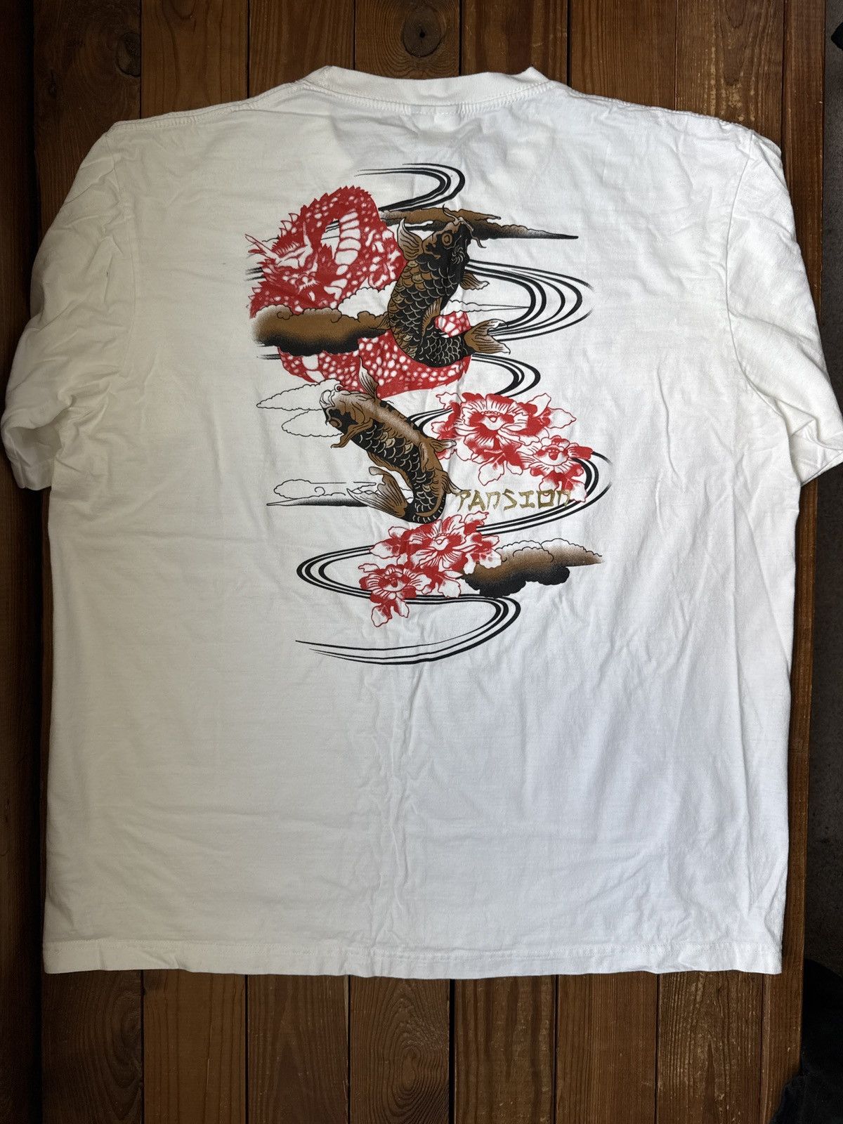 Ed Hardy × Vintage Vintage Y2K Pansion Ed Hardy Style Koi Fish White Tee Shirt Size US XL / EU 56 / 4 - 3 Thumbnail