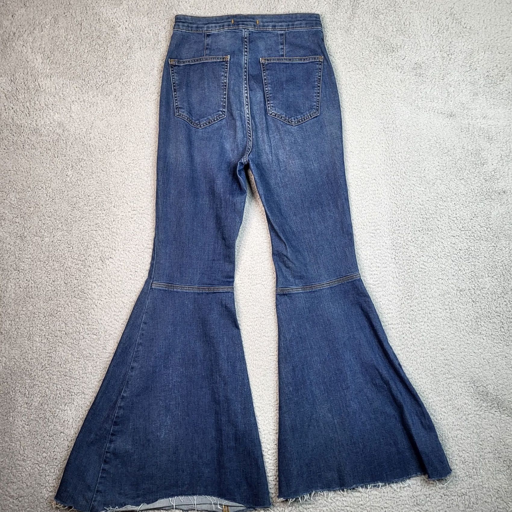Free People Free People Jeans Women's Blue High Rise Flared Raw Hem Denim Size 29 Size 29" - 7 Thumbnail