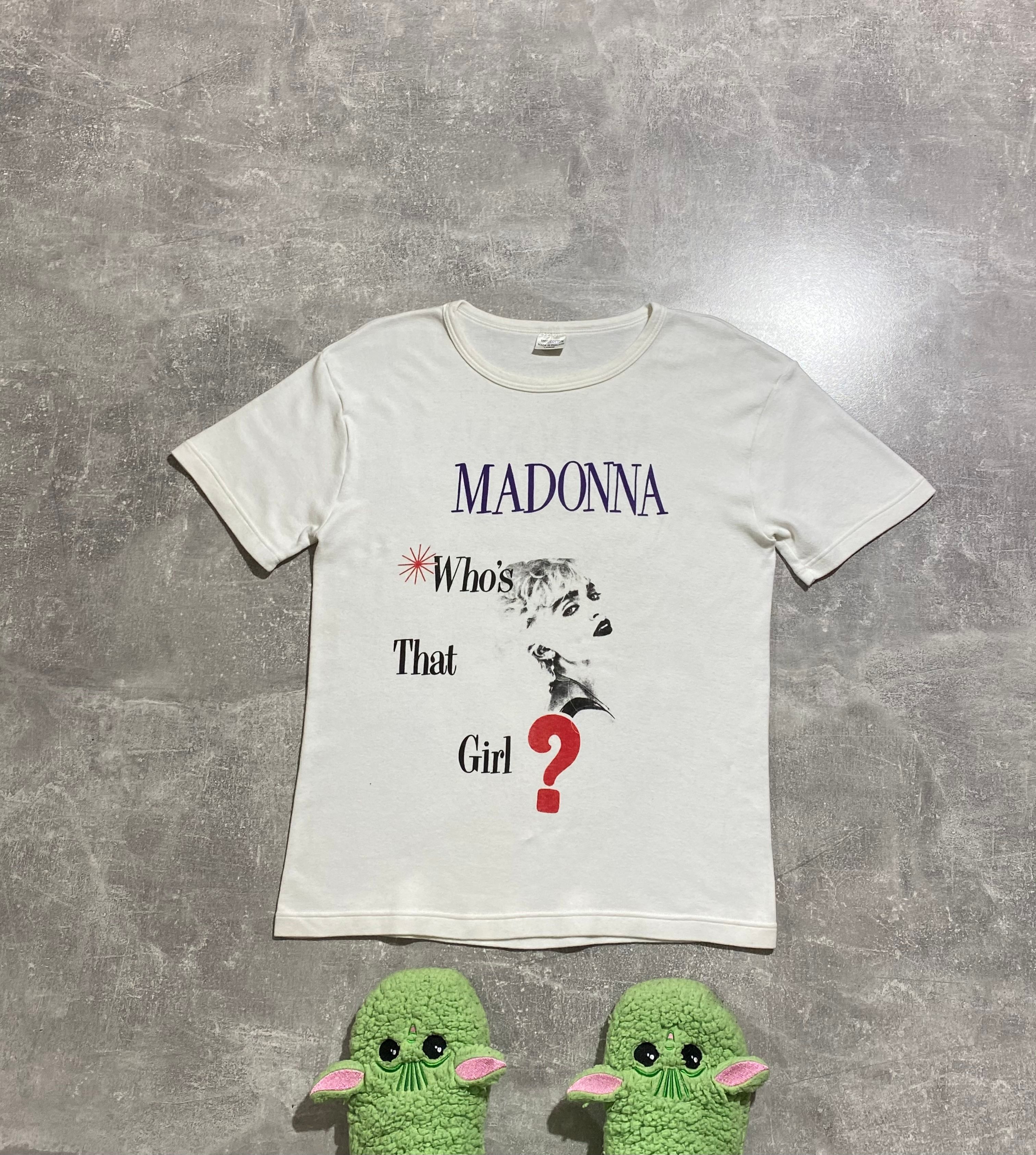 Pre-owned Band Tees Vintage 1987 Madonna Who's That Girl Tour T-shirt In White Beige