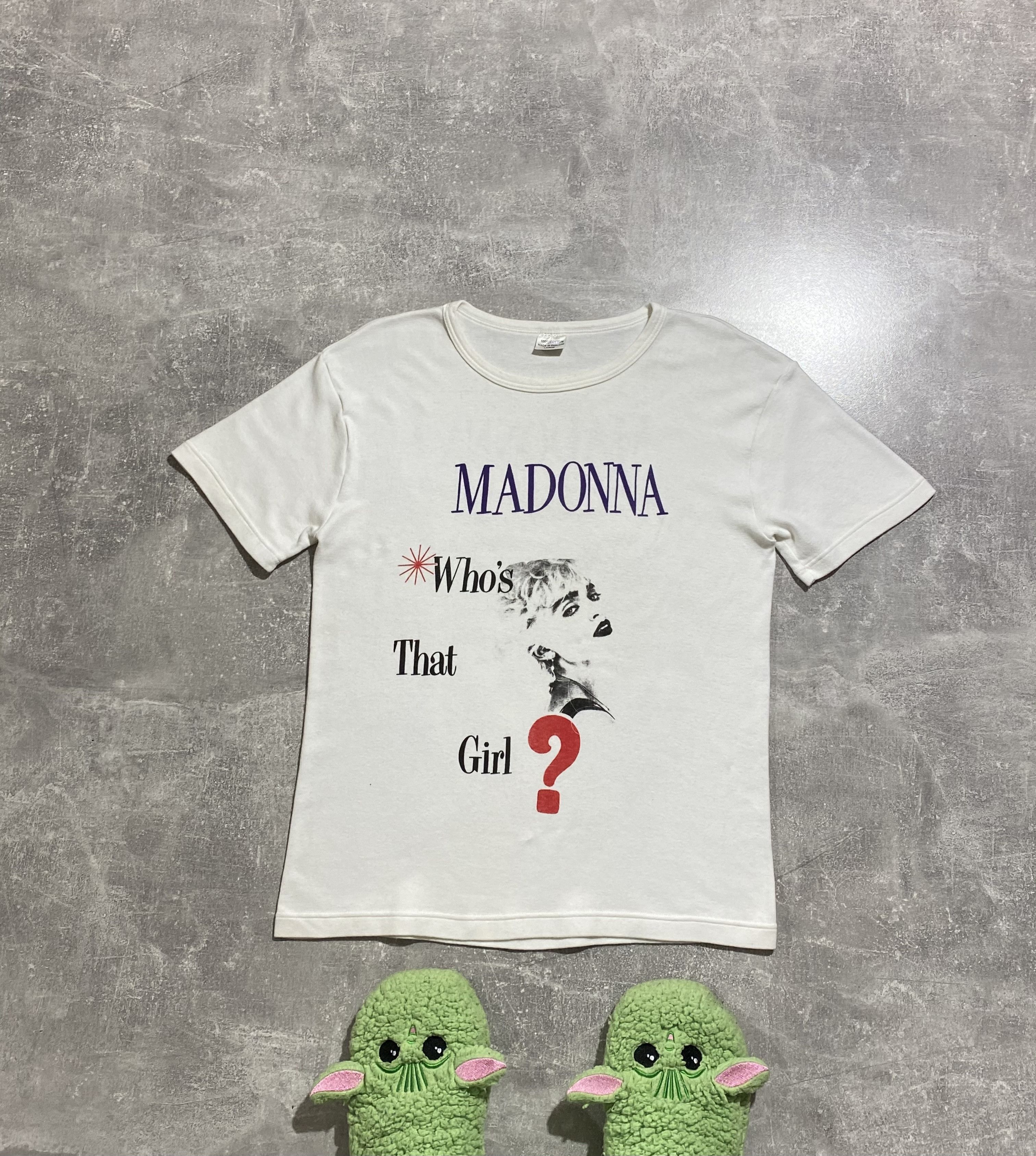 image of Band Tees Vintage 1987 Madonna Who’S That Girl Tour T-Shirt in White Beige, Men's (Size XS)