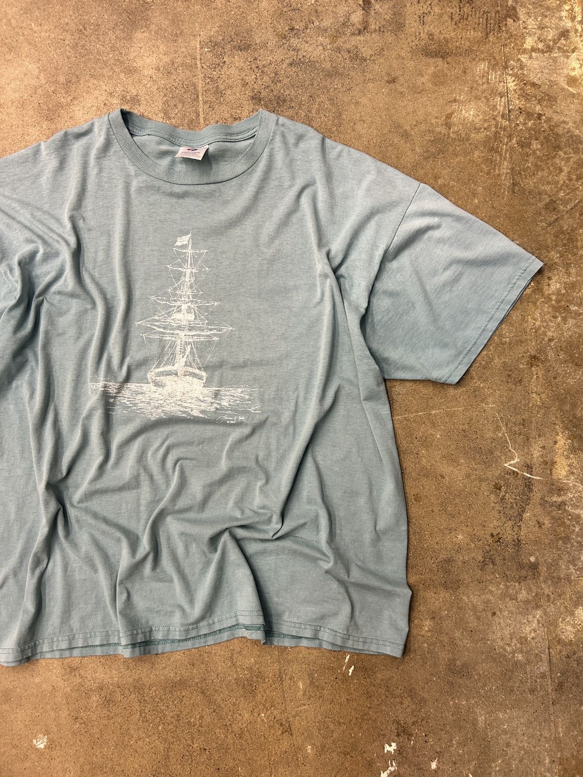 Vintage Vintage Baggy Oversized Tee Sailboat US Brig Graphic XXXL Size US XXL / EU 58 / 5 - 2 Thumbnail