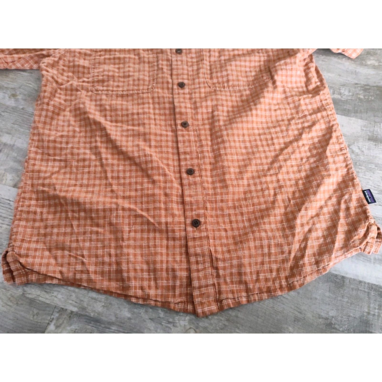 Patagonia Patagonia Shirt Mens L Orange Rust Back Step Plaid Short Sleeve Hemp Organic Button-Up Casual All Seasons Size US L / EU 52-54 / 3 - 4 Thumbnail