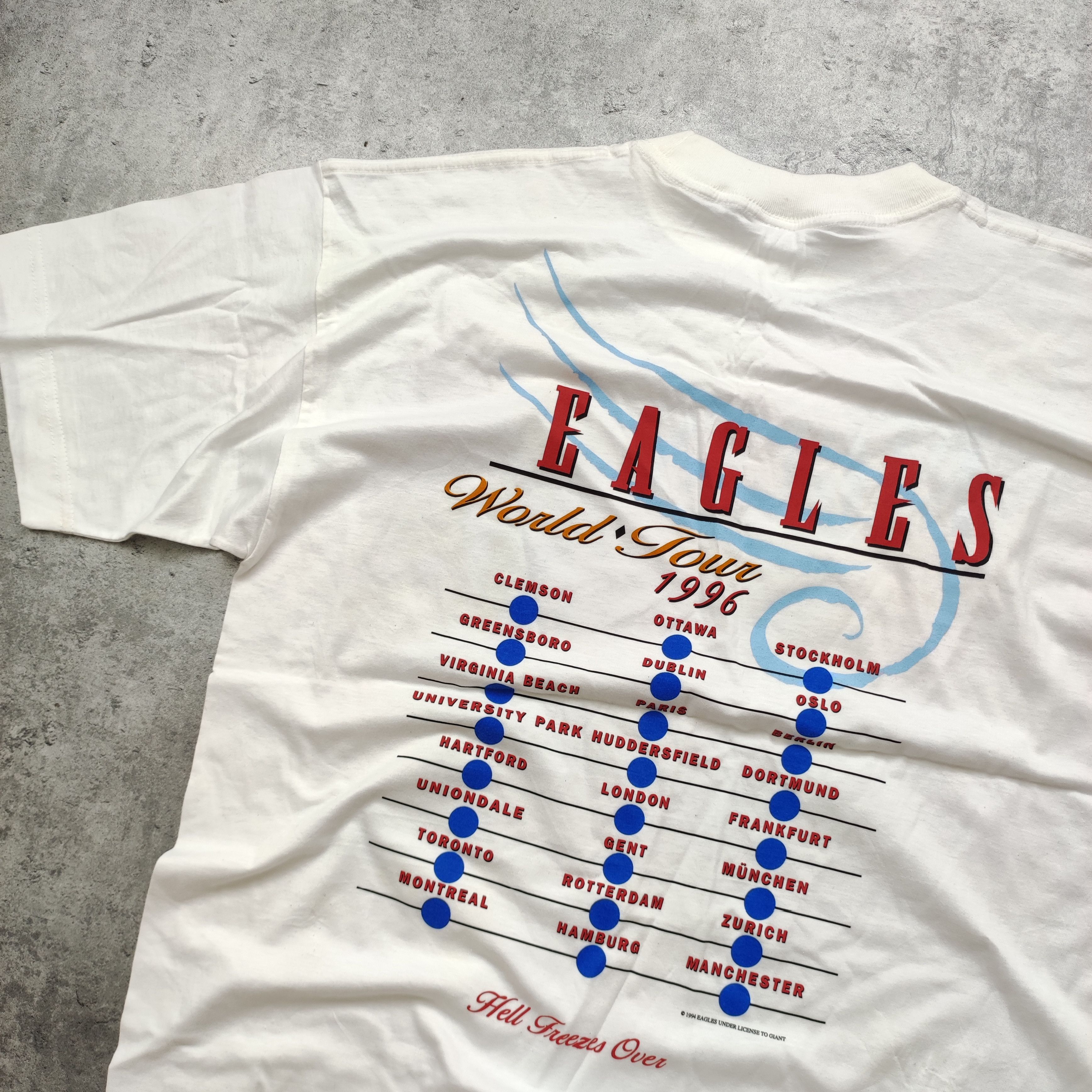 Band Tees × Vintage RARE Vintage 1994 Eagles World Tour 1996 Promo Tee Size US L / EU 52-54 / 3 - 9 Thumbnail