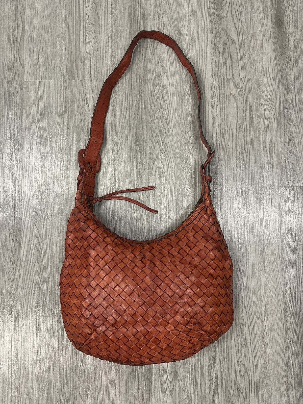 image of Two Ways Shoulder & Crossbody Woven Leather Sazaby Japan Bag in Brown, Women's