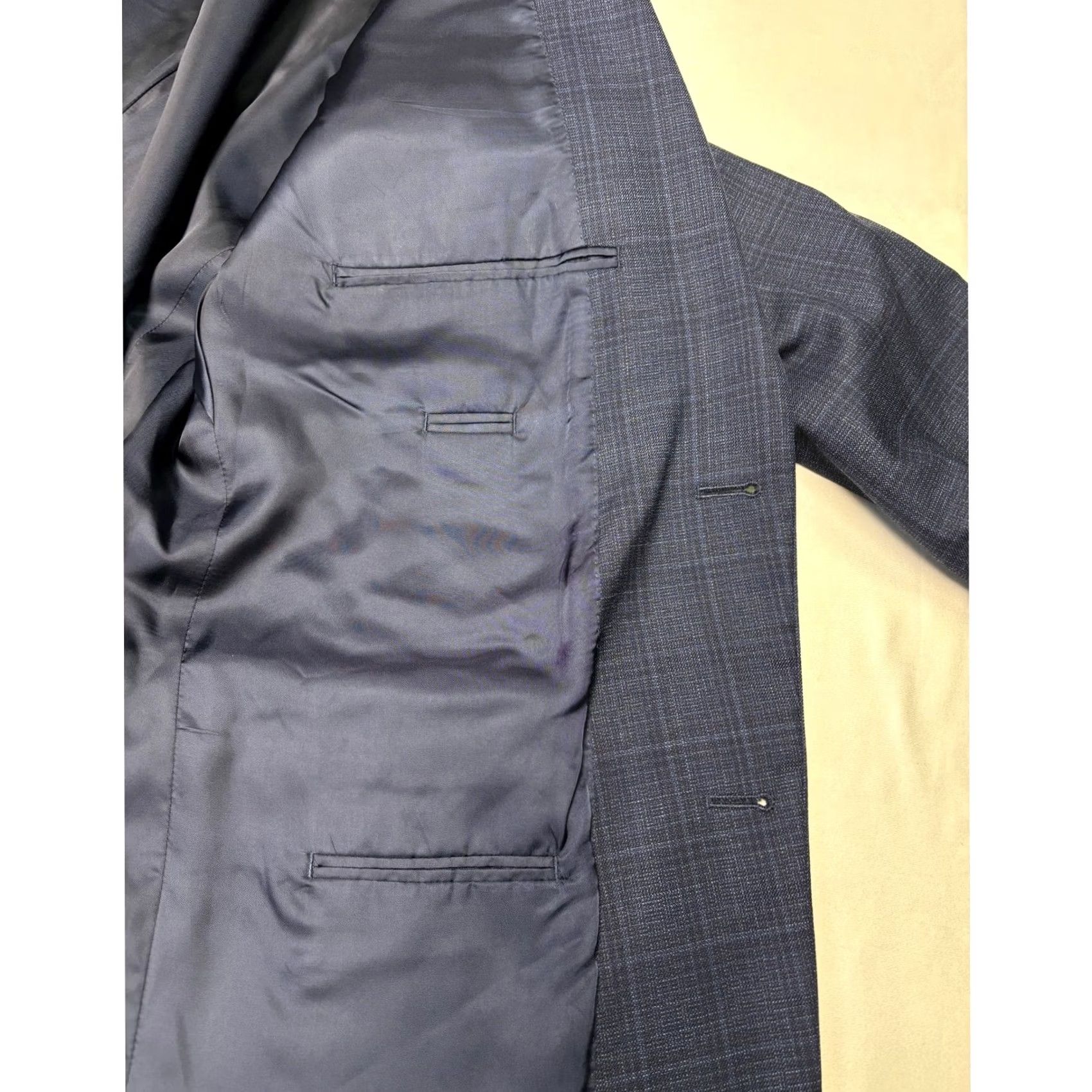 Vintage VINTAGE? No. Jos A Bank Signature Collection Mens Plaid Wool Blend Sport Coat 40L Blazer Navy Size 40R - 6 Thumbnail