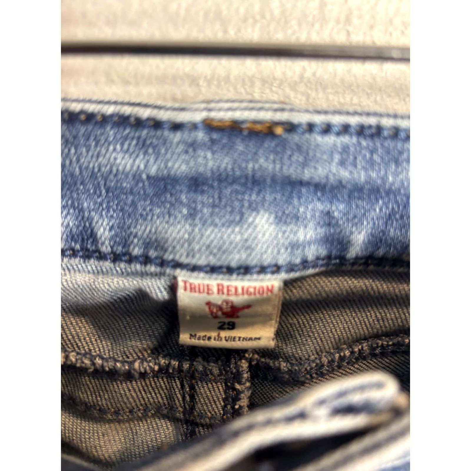 True Religion True Religion Jeans Womens 29 Blue Light Wash Distressed Skinny Denim Low Rise Slim Pockets Logo Buddha Vintage? No, not vintage. Size 29" - 5 Thumbnail