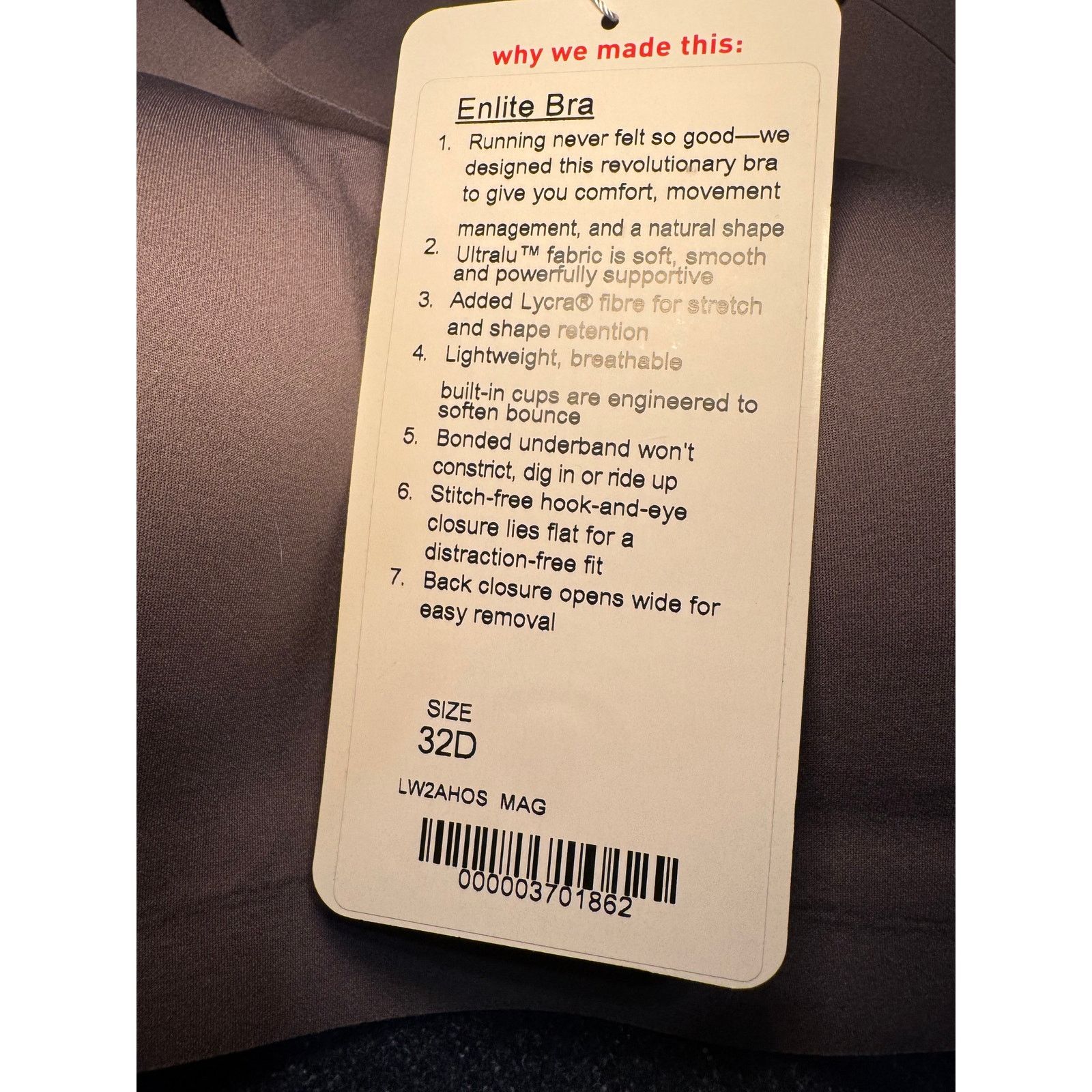 Lululemon Lululemon Enlite Running Bra 32D Back Closure New Size ONE SIZE - 3 Thumbnail
