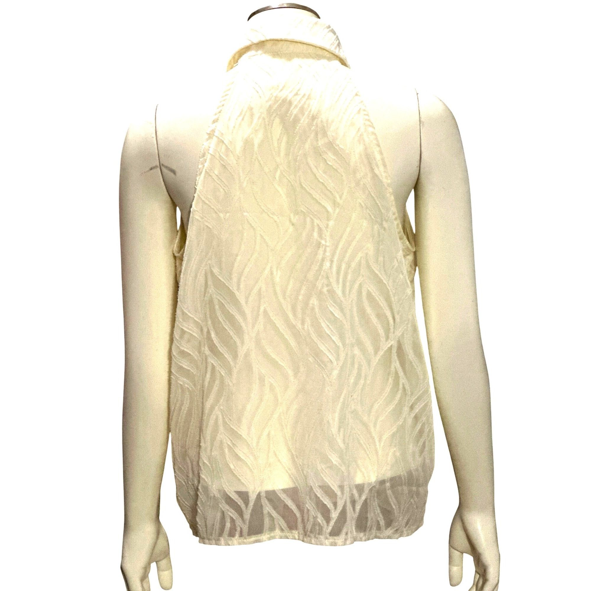Other CCC Sheer Beige White Sleeveless Halter Blouse Leaf Pattern Size M / US 6-8 / IT 42-44 - 3 Thumbnail