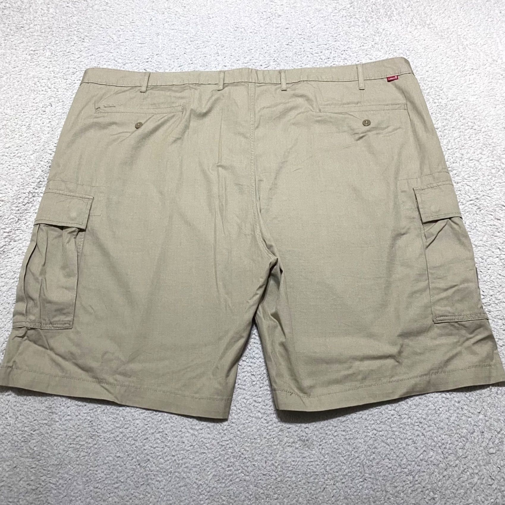 Levi's Levi's Mens Cargo Shorts Beige 52 Inseam 10" Cotton Ripstop Pocket Pockets Logo Utility Work Beltloop Wide 52 Regular Mens Beige Cargo Shorts Size US 36 / EU 52 - 2 Thumbnail