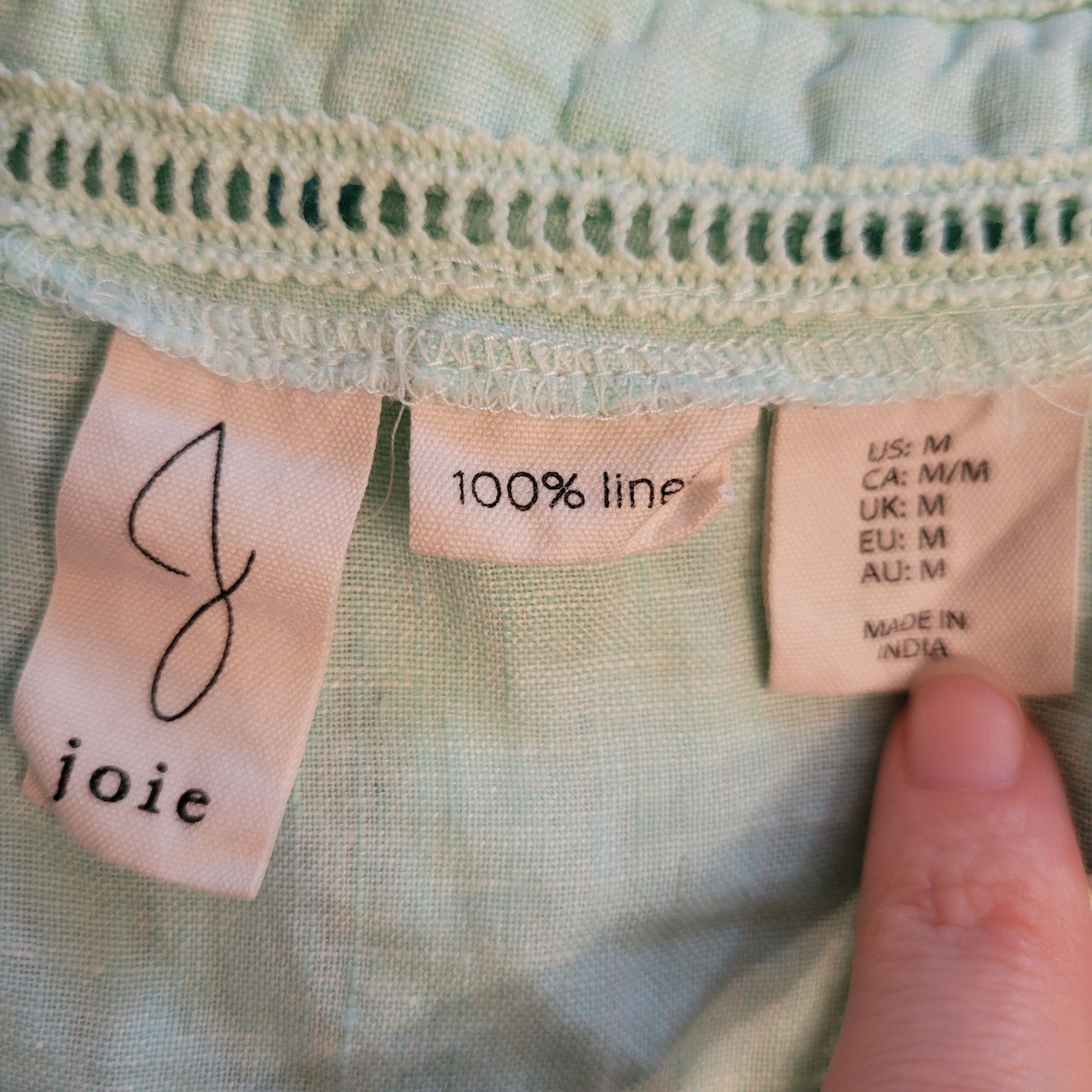 Joie Joie M Mint Green Linen V Neck Long Sleeve Popover Tunic Top Size M / US 6-8 / IT 42-44 - 2 Thumbnail