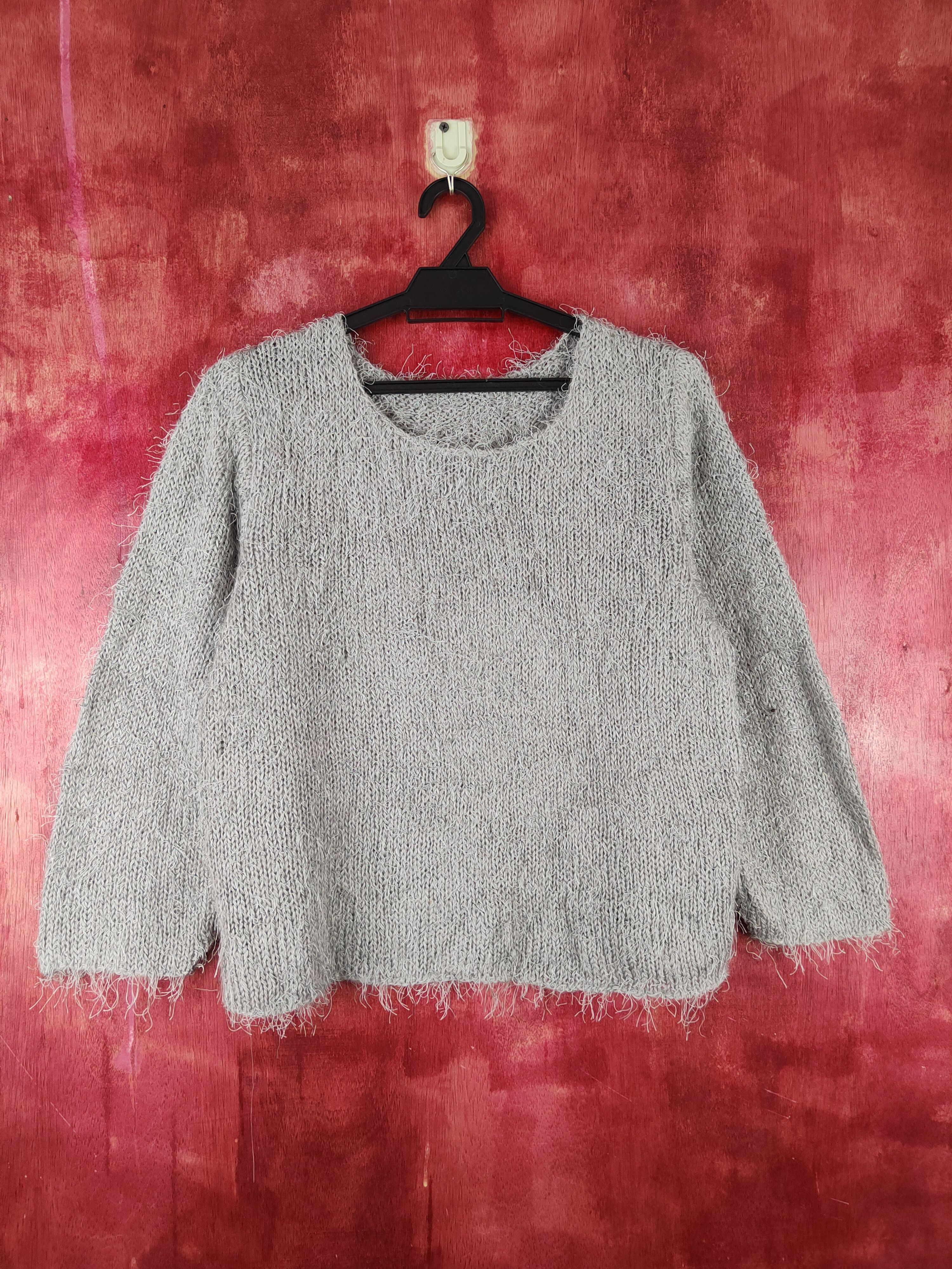 image of Bare Knitwear x Vintage Gray Shag Shaggy Fur Mohair Knitwear S1914 in Grey, Women's (Size Medium)