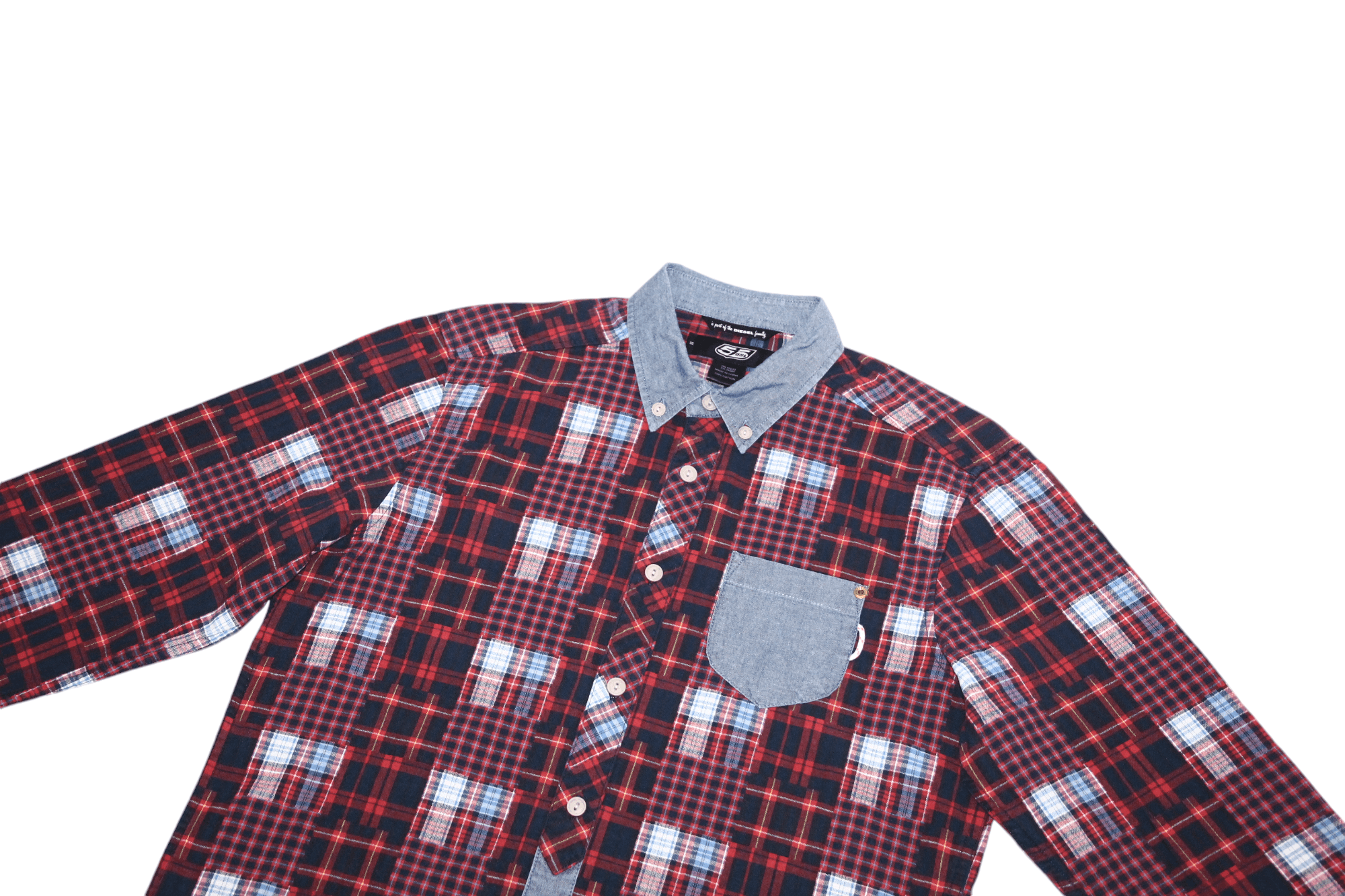 Diesel VTG🔥55DSL by Diesel patchwork tartan rugged flannel shirt Size US M / EU 48-50 / 2 - 2 Thumbnail