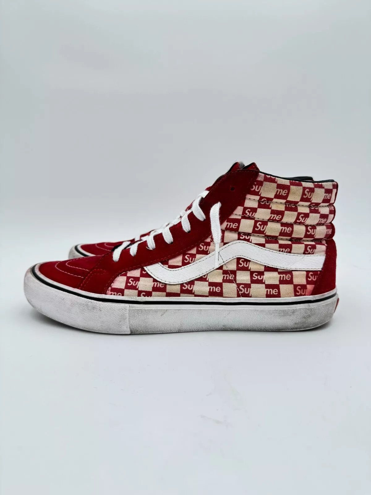 Supreme × Vans Supreme Vans Sk8-Hi Logo Checkerboard Red Size US 10 / EU 43 - 5 Thumbnail