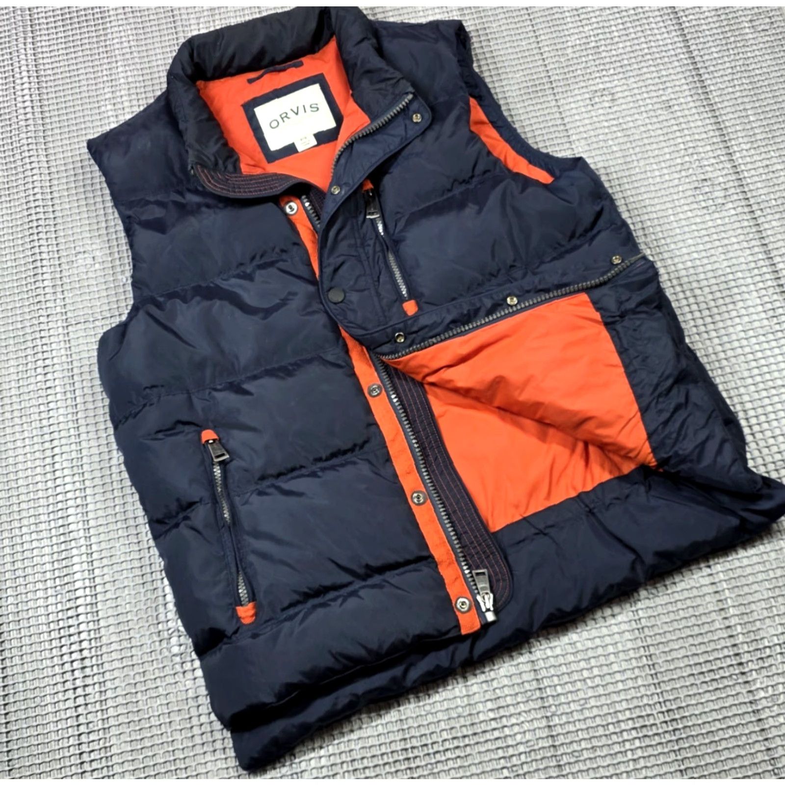 Orvis Orvis Essex Duck Down Blue Orange Quilted Puffer Vest Jacket M Adjustable waist Size US M / EU 48-50 / 2 - 2 Thumbnail