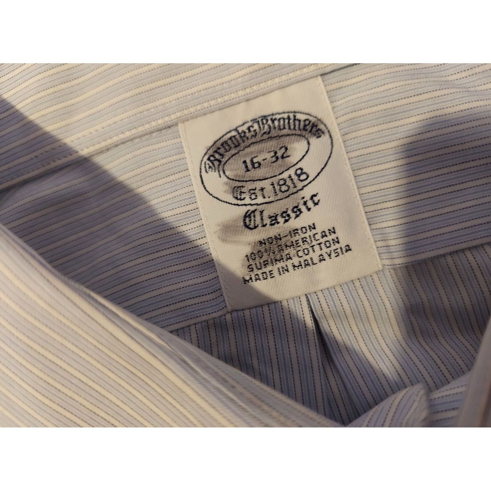 Brooks Brothers Brooks Brothers Dress Shirt Mens 16 32 Blue Button Cotton Size 42R - 3 Thumbnail