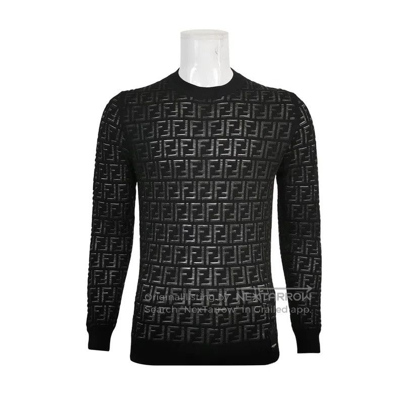 Fendi Fendi Men's black FF all-over print wool knitwear, 90% woo Size US S / EU 44-46 / 1 - 1 Thumbnail