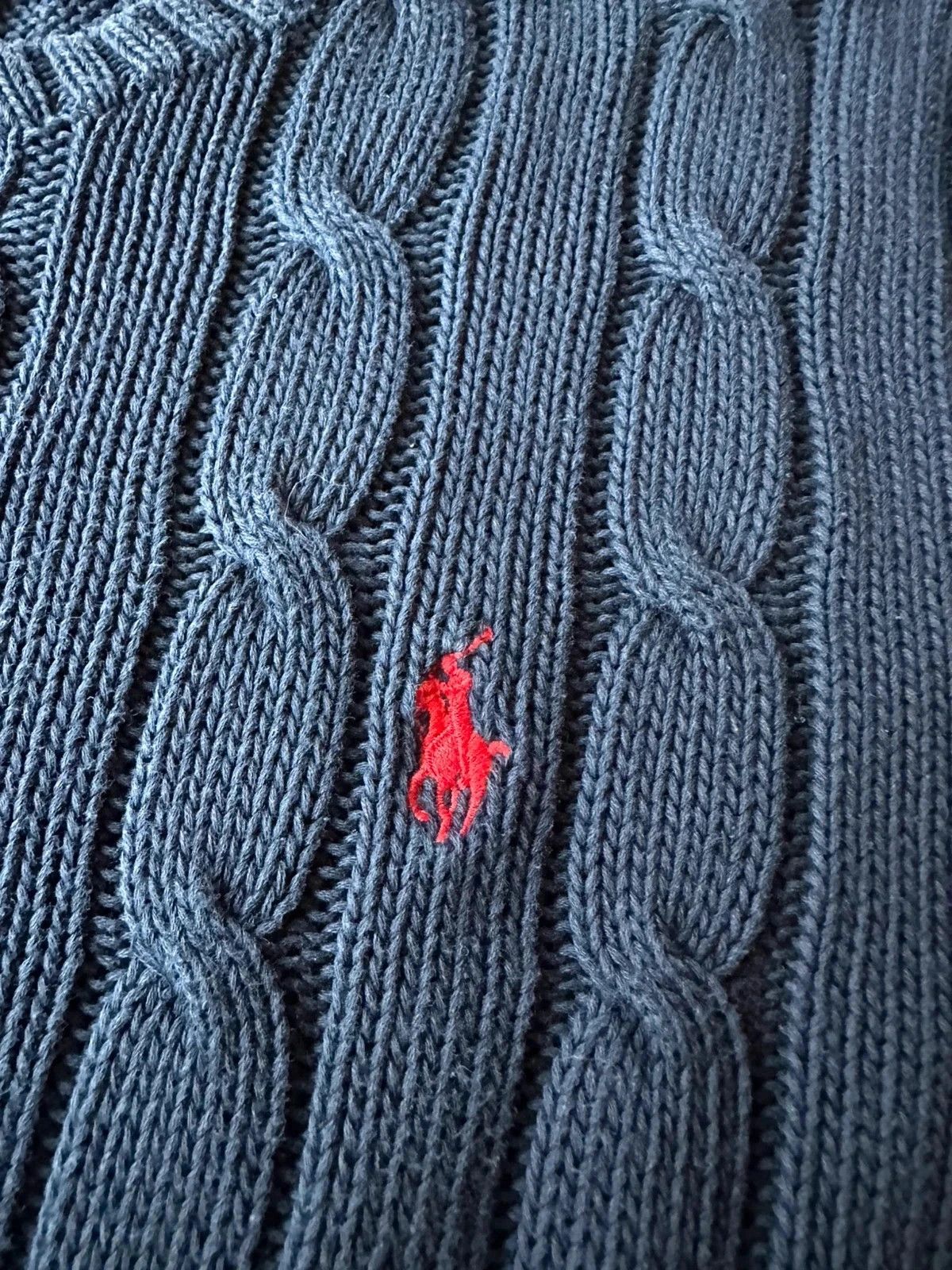 Polo Ralph Lauren Polo Ralph Lauren Cable Knit Sweater Navy Red Pony Size L / US 10 / IT 46 - 3 Thumbnail