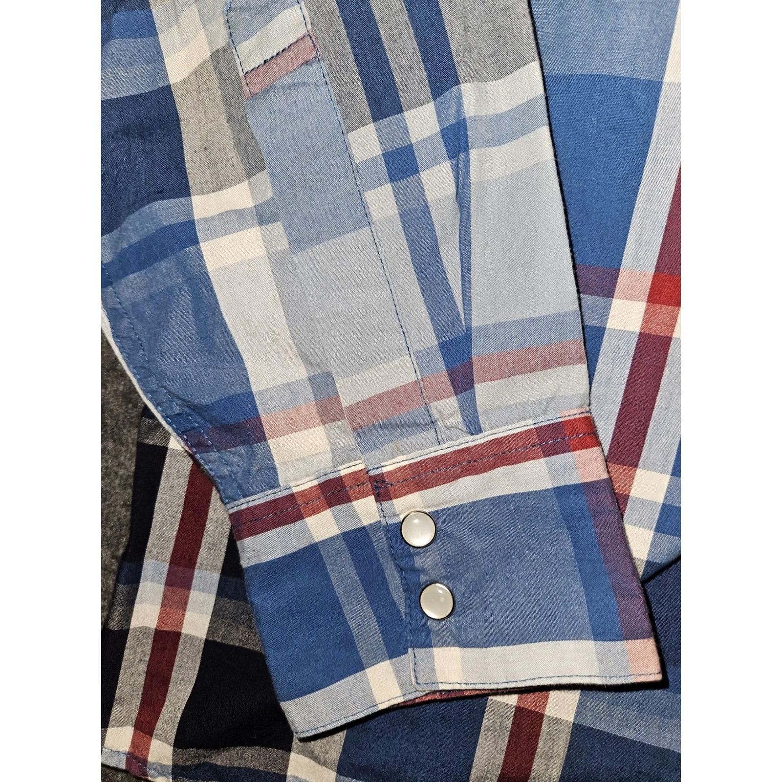 Levi's Levis Shirt Mens Large Blue Red Plaid Pearl Snap Western Long Sleeve Cowboy Size US L / EU 52-54 / 3 - 5 Thumbnail