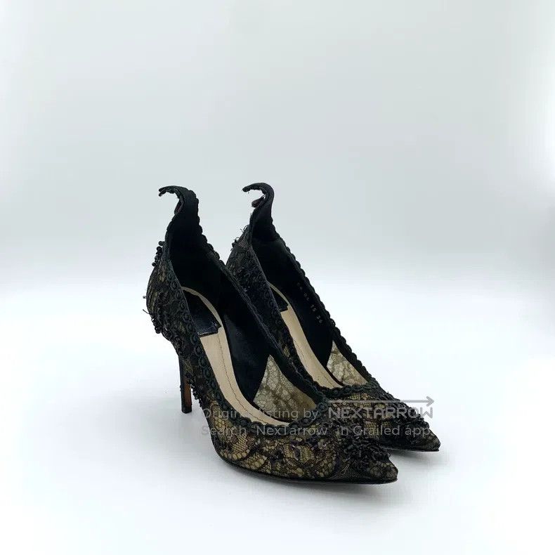 Dior Dior Black lace sequins beaded decoration thin heels high Size US 5.5 / IT 35.5 - 2 Thumbnail