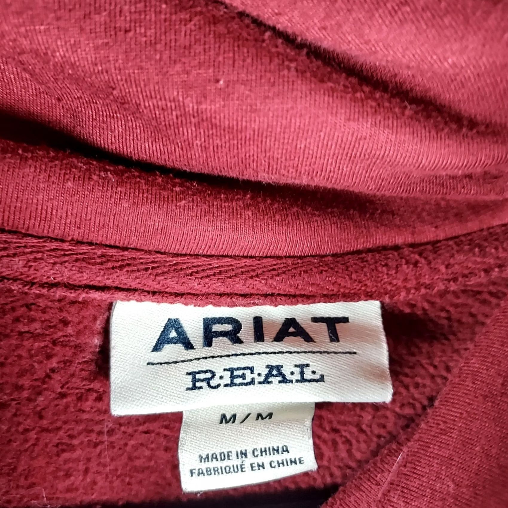 Ariat Ariat REAL Medium Women’s Hoodie Pullover Maroon Fleece Cowgirl Logo Long Sleeve with Hooded Knit Activewear Regular Fit Size M / US 6-8 / IT 42-44 - 5 Thumbnail