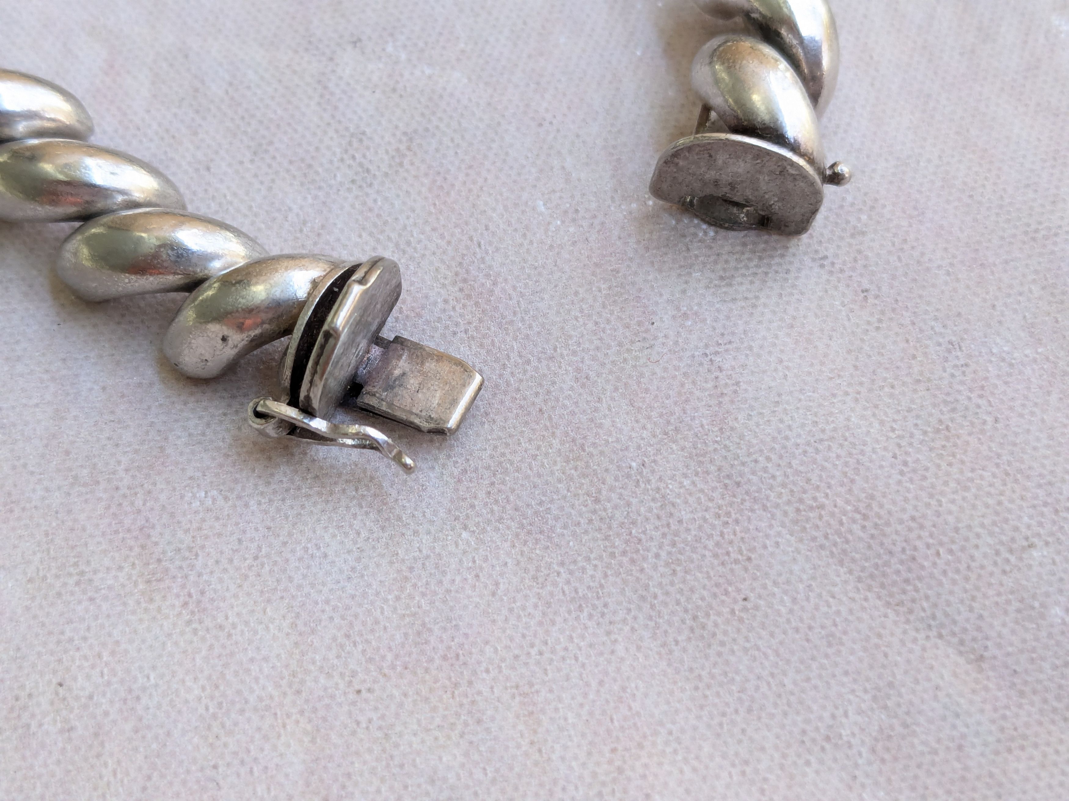Vintage Vintage Sterling Silver Bracelet San Marcos Macaroni 7 Size ONE SIZE - 12 Thumbnail