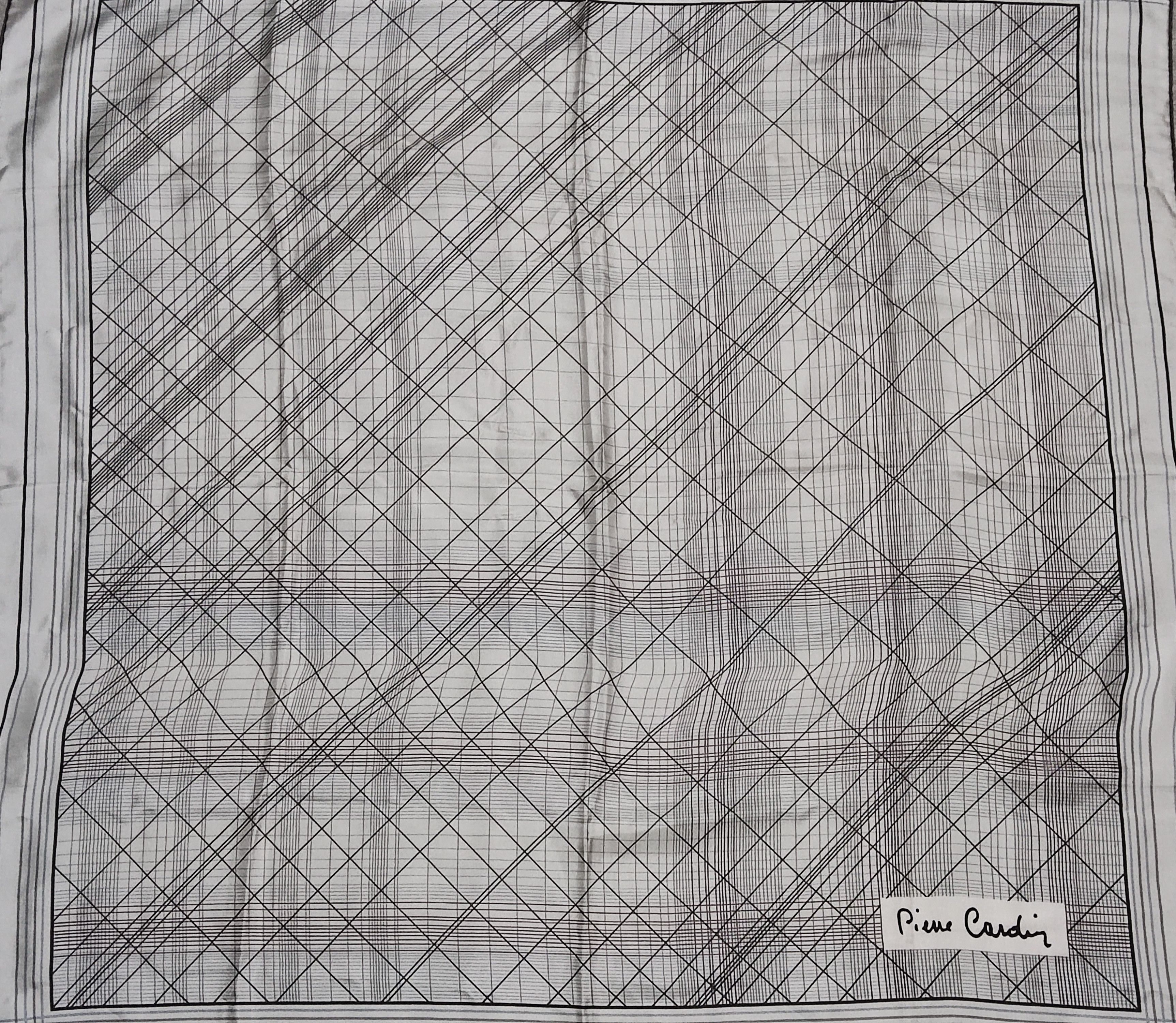 Pierre Cardin Pierre Cardin Neckerchief Black White Abstract Grid Design Size ONE SIZE - 2 Thumbnail
