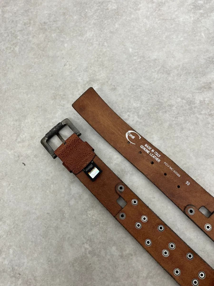 Roberto Cavalli Studded Brown Leather Belt