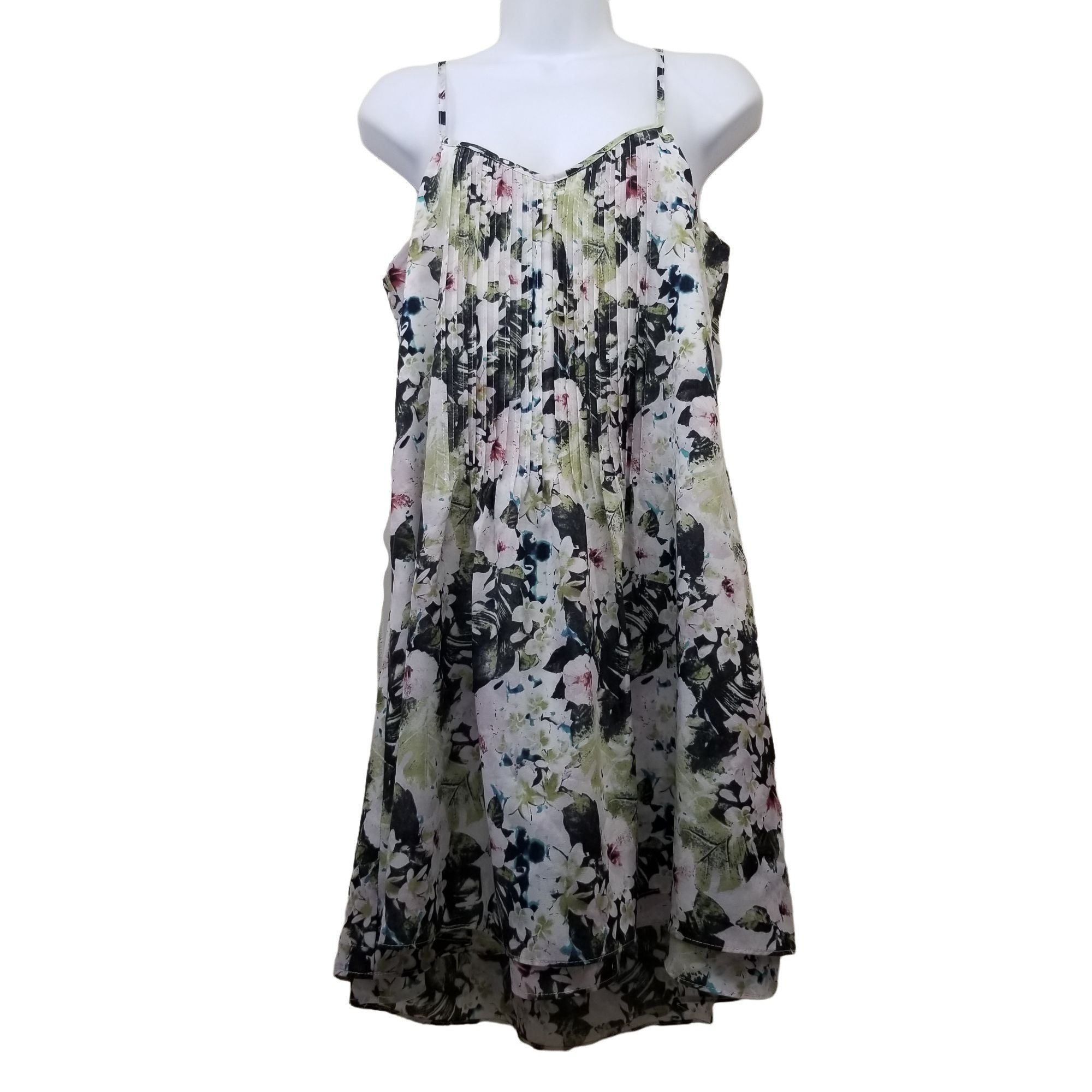 Sanctuary Sanctuary S Floral Tank Slip Dress V Neck Pintuck Smocked SP Size S / US 4 / IT 40 - 1 Thumbnail