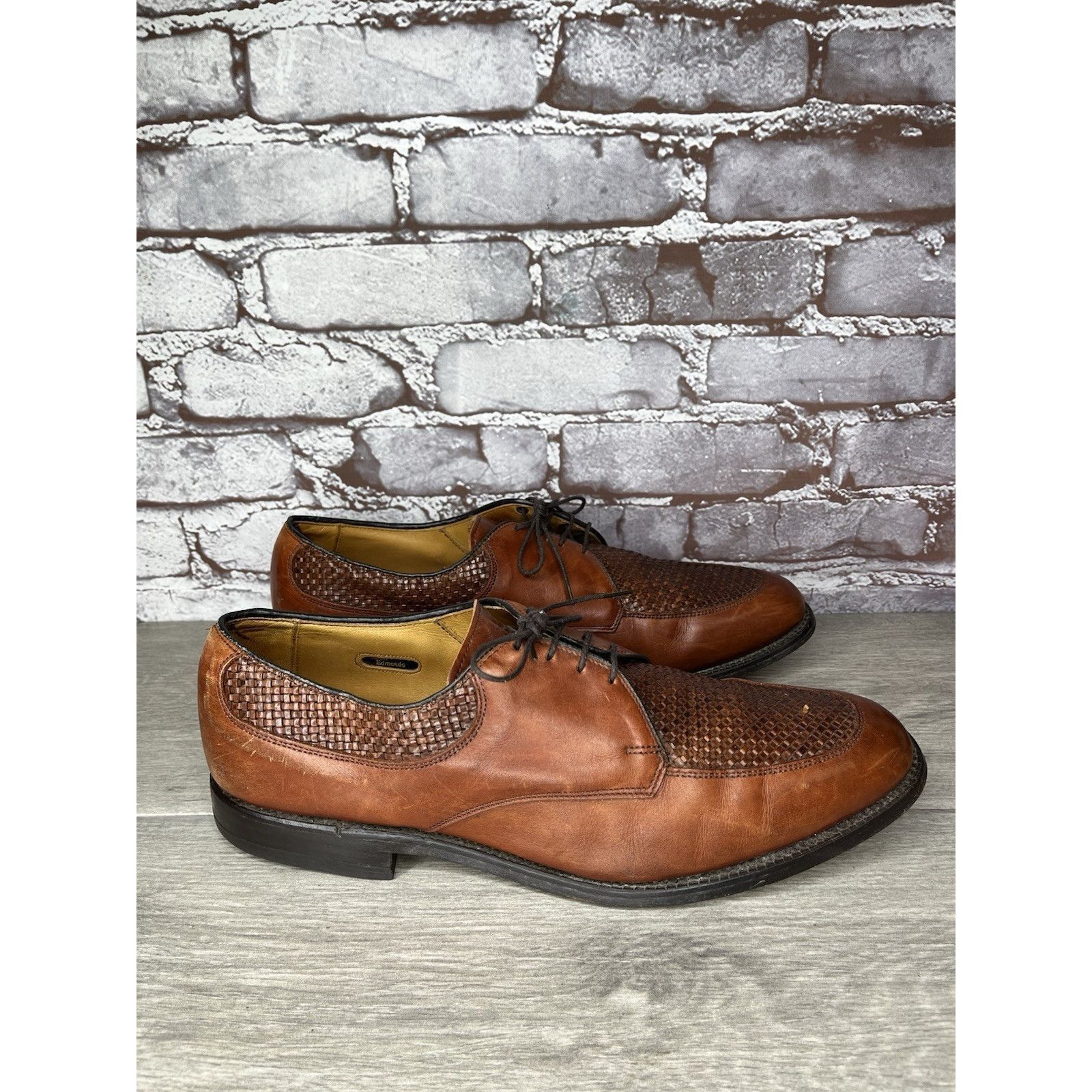 Allen Edmonds Allen Edmonds Norfolk Woven Brown Leather Oxfords Dress Shoe Size US 11.5 / EU 44-45 - 3 Thumbnail
