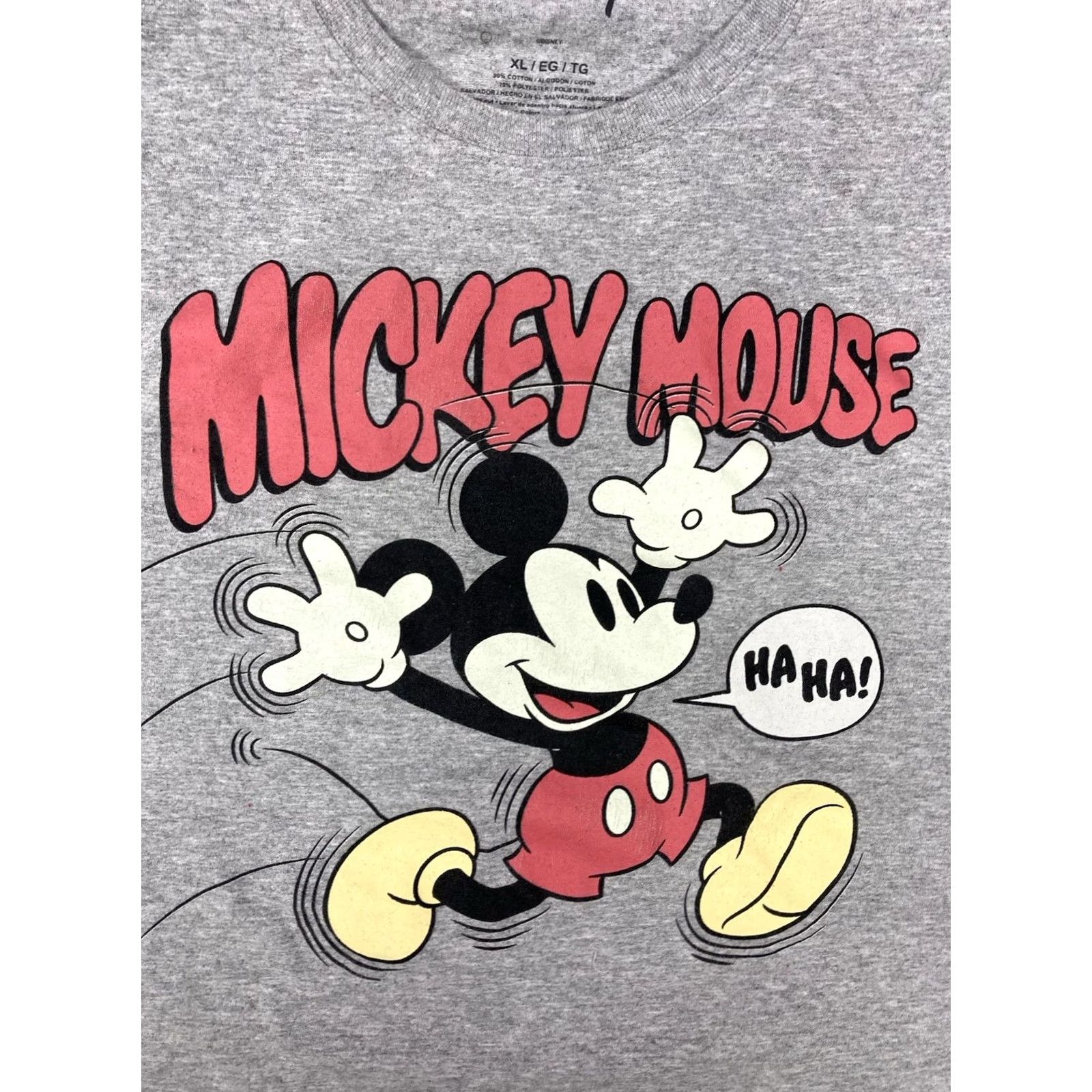 Disney VINTAGE? Disney Mickey Mouse Ha Ha Graphic T-shirt Men XL Gray Short Sleeve Size US XL / EU 56 / 4 - 2 Thumbnail