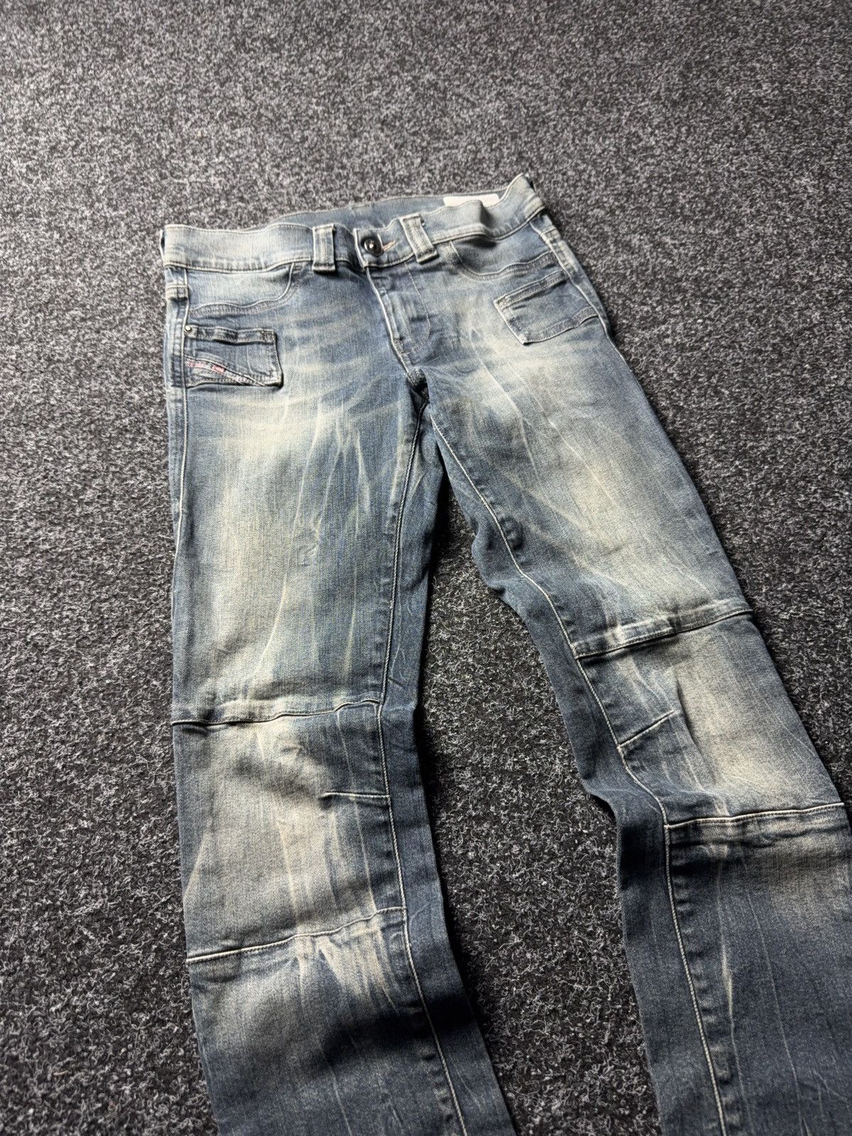 Diesel 00s Diesel JEGONFIRE Moto Faded Denim Jeans Slim Straight Size 27" / US 4 / IT 40 - 5 Thumbnail