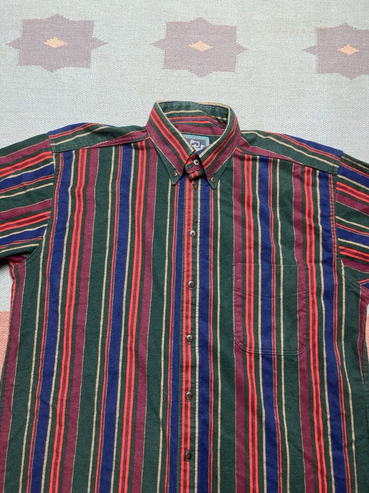 Vintage Woolrich chamois shirt stripe western brushpopper large long Size US L / EU 52-54 / 3 - 2 Thumbnail