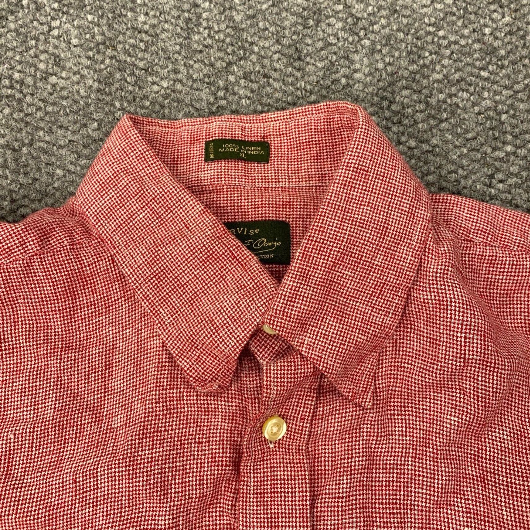 Orvis Orvis Signature Collection Shirt Mens XL Red Houndstooth Linen Button Up Size US XL / EU 56 / 4 - 2 Thumbnail