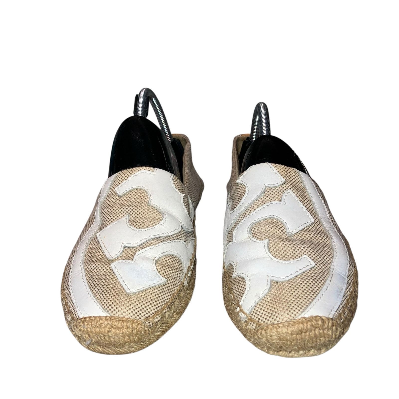 Tory Burch Tory Burch Lonnie Tan & White Logo Espadrille Flat size 9.5 Size US 9.5 / IT 39.5 - 2 Thumbnail