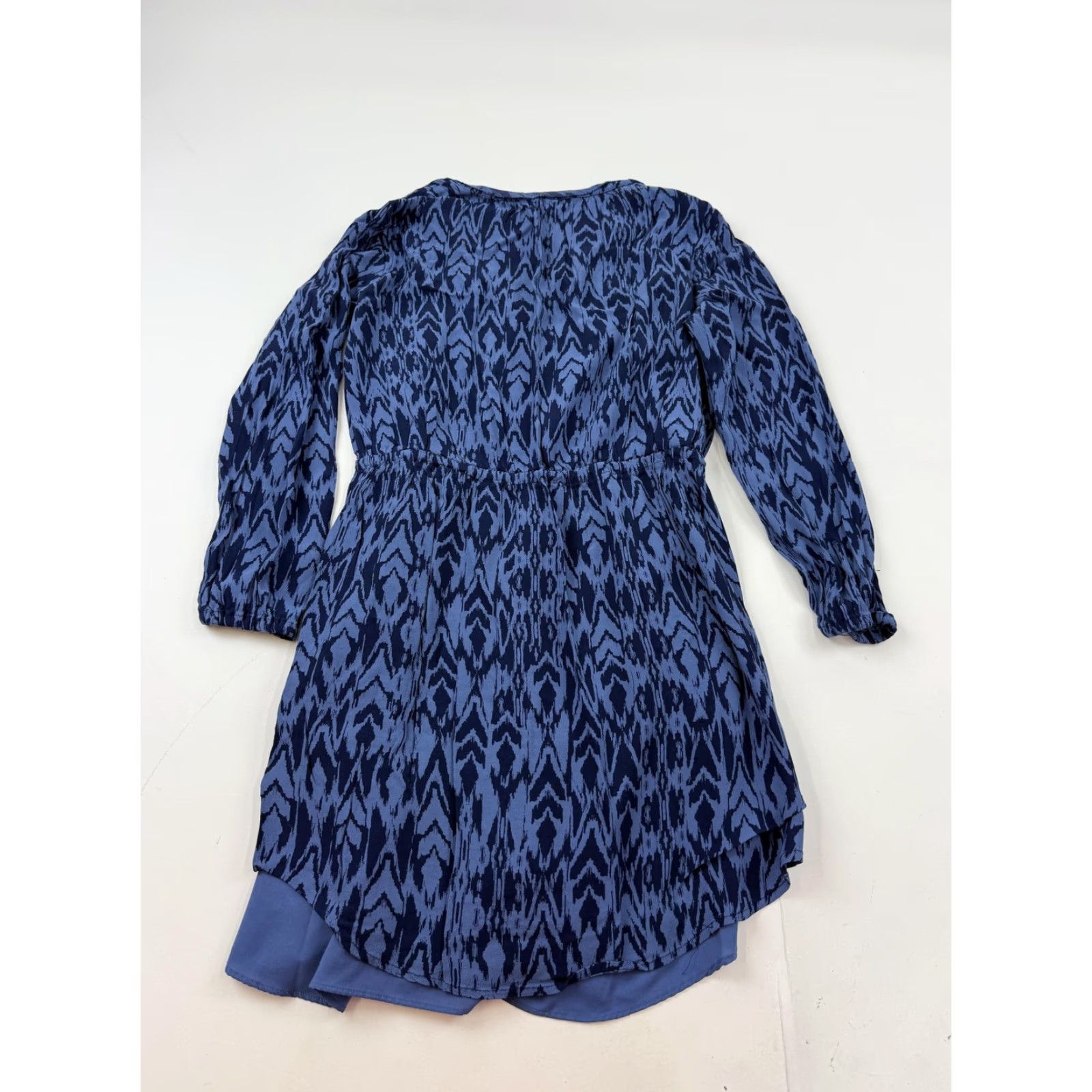 Gap Gap Dress Womens Medium Blue Geometric Long Sleeve V Neck Blouson Lined Mini Size M / US 6-8 / IT 42-44 - 6 Thumbnail