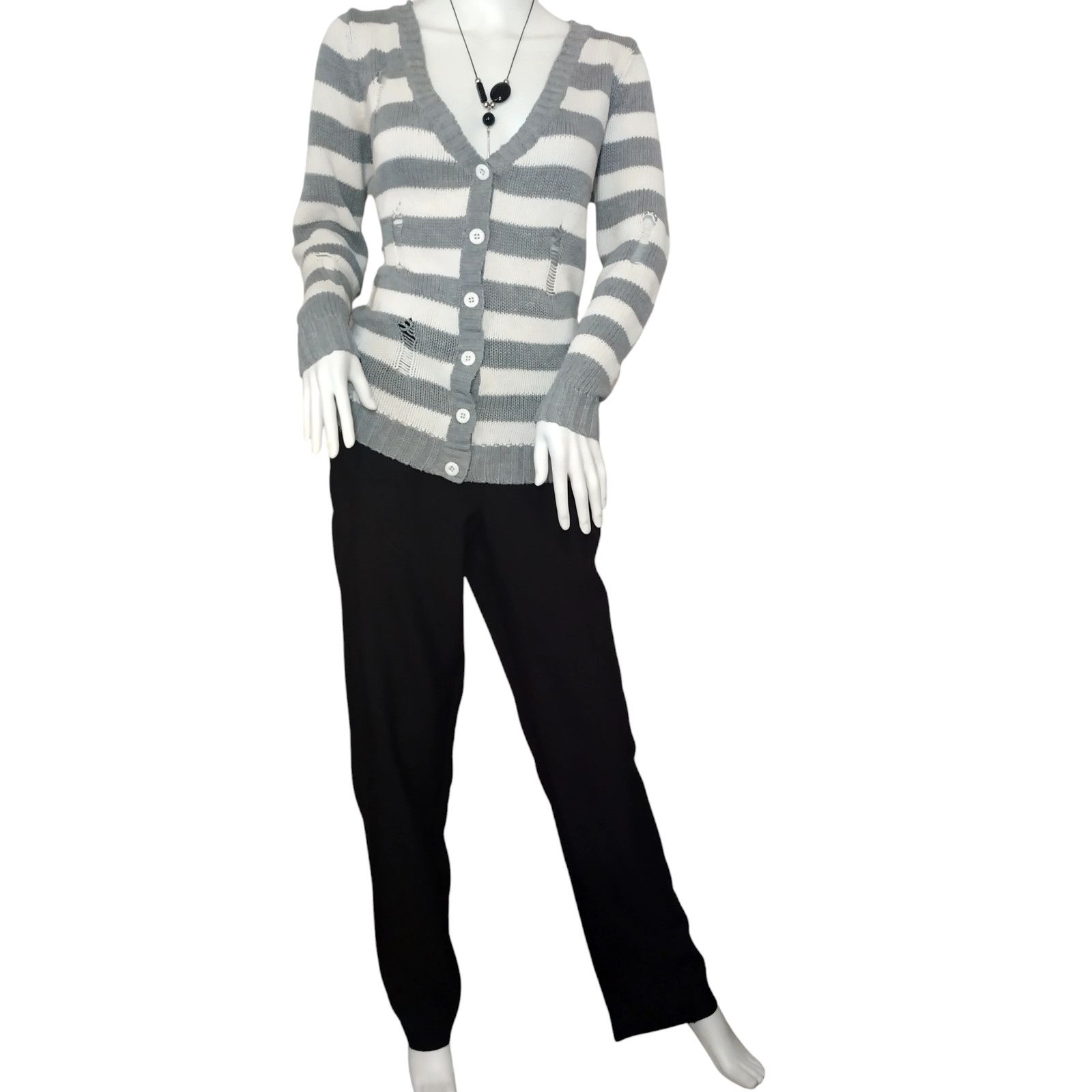 Forever 21 Forever 21 Cardigan Sweater Knit V-Neck Striped Sz MD Size M / US 6-8 / IT 42-44 - 12 Thumbnail