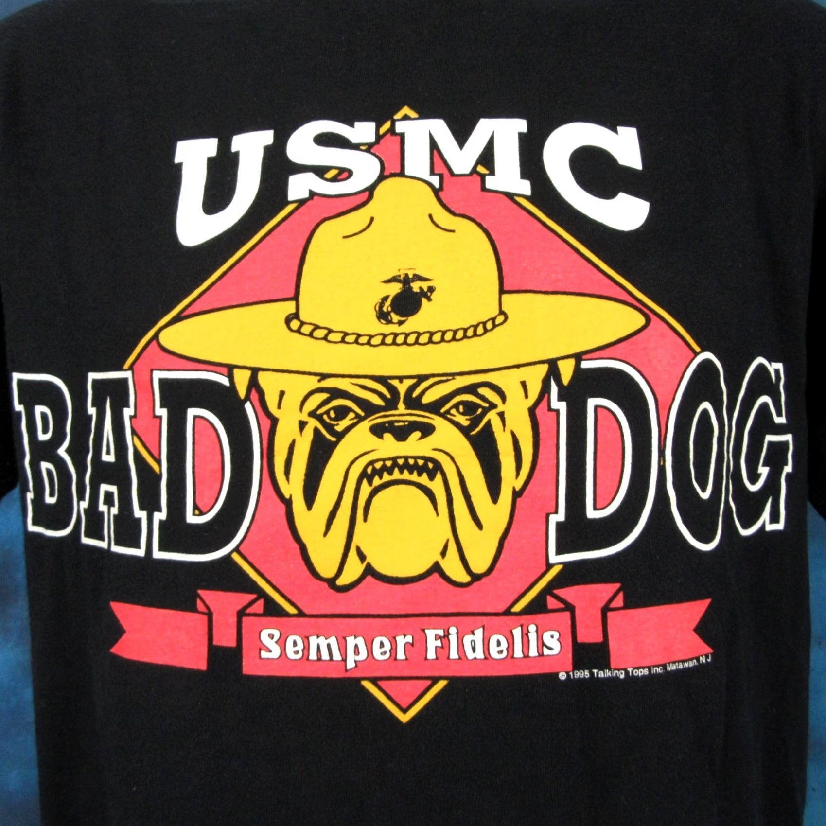 Vintage VINTAGE US MARINE Corps BAD DOG SEMPER FIDELIS BULLDOG T-Shirt Black M/L 80s 90s Men Size US M / EU 48-50 / 2 - 2 Thumbnail