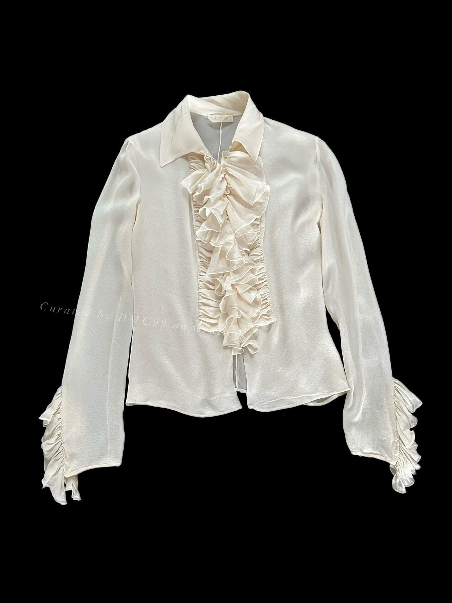 Valentino Valentino Vintage Silk Ruffle Shirt Size XS / US 0-2 / IT 36-38 - 1 Thumbnail